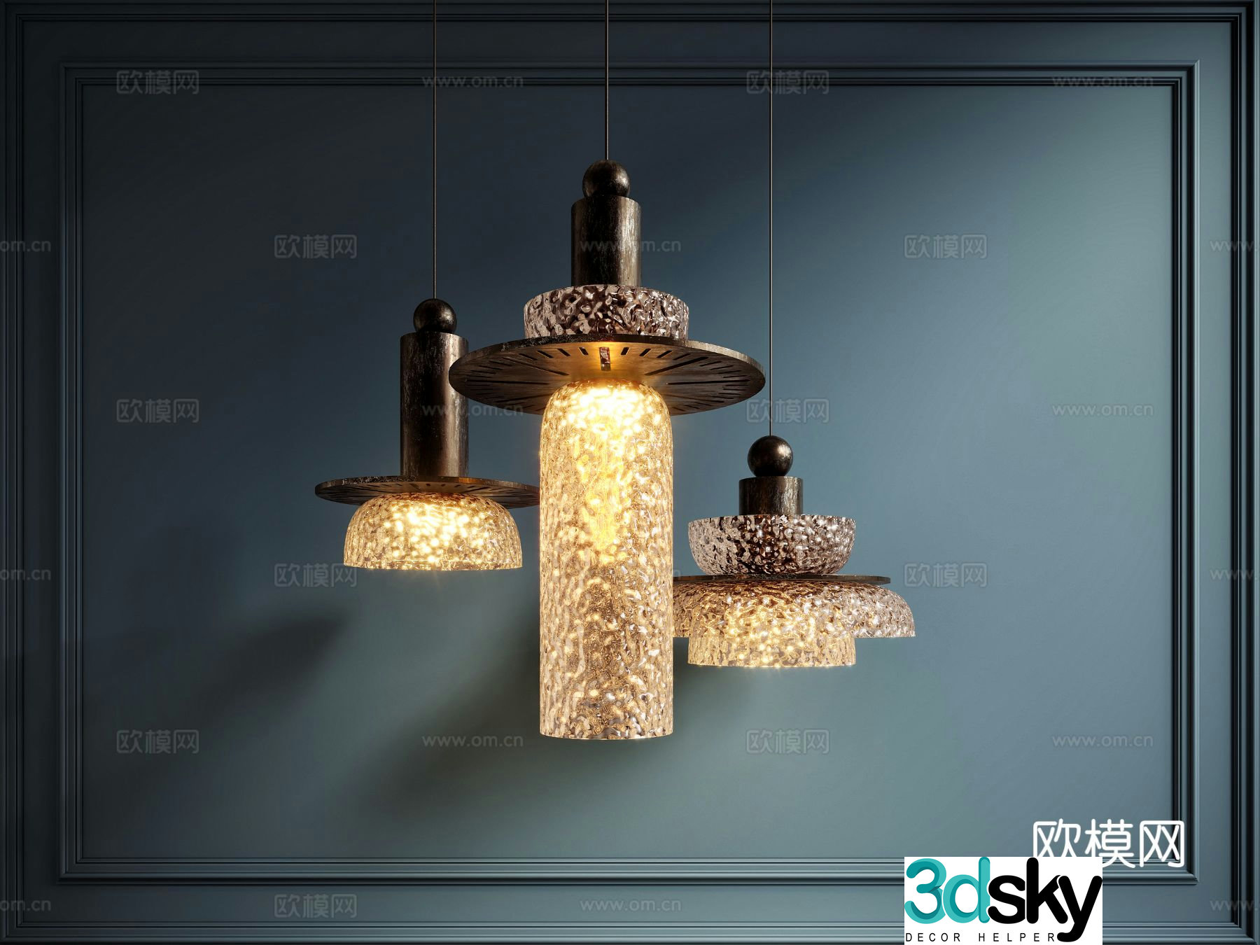 Light luxury chandelier glass chandelier 3d model