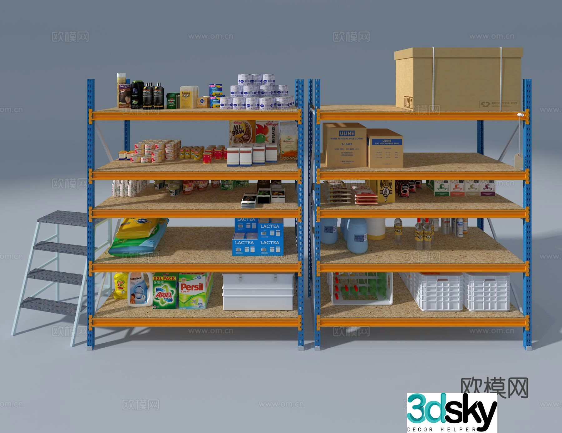 Supermarket shelves 3d model