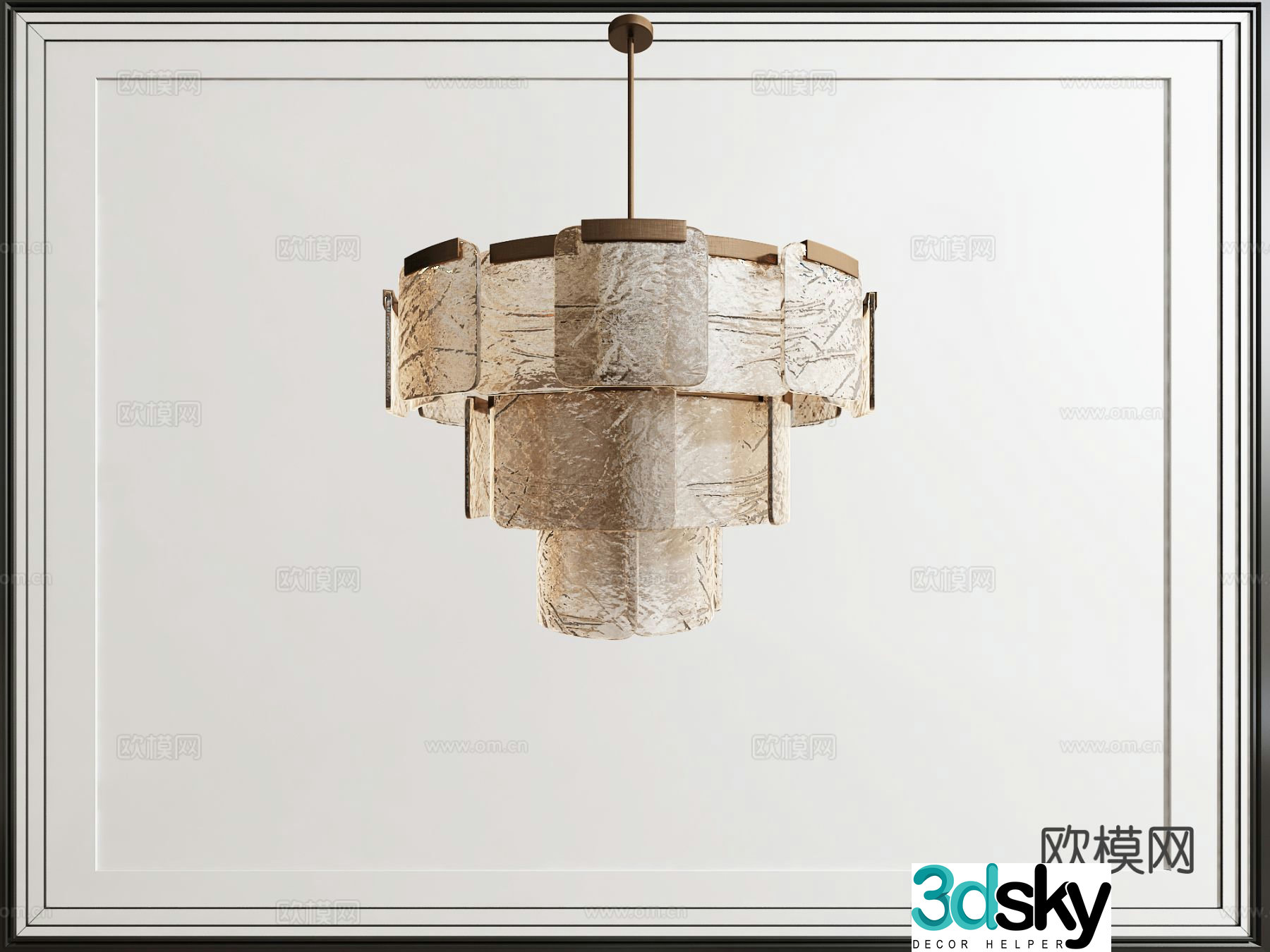 New Chinese style glass chandelier 3d model