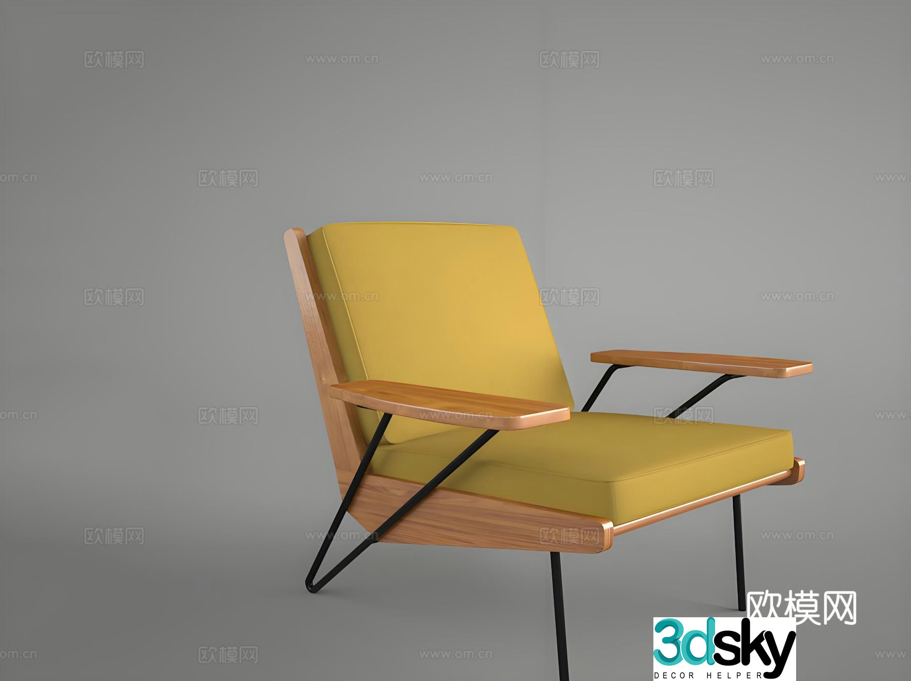 New Chinese style armchair leisure chair 3d model