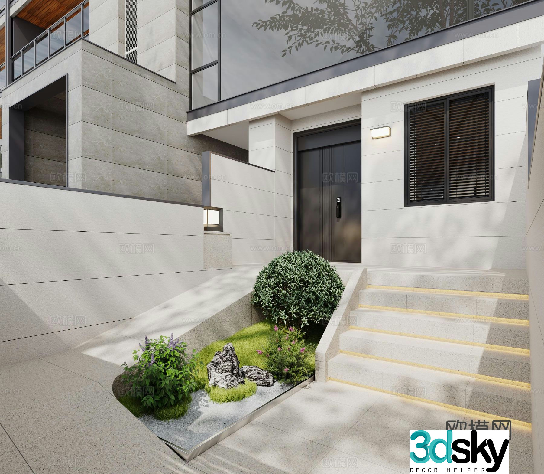 Modern entrance courtyard landscape 3D model