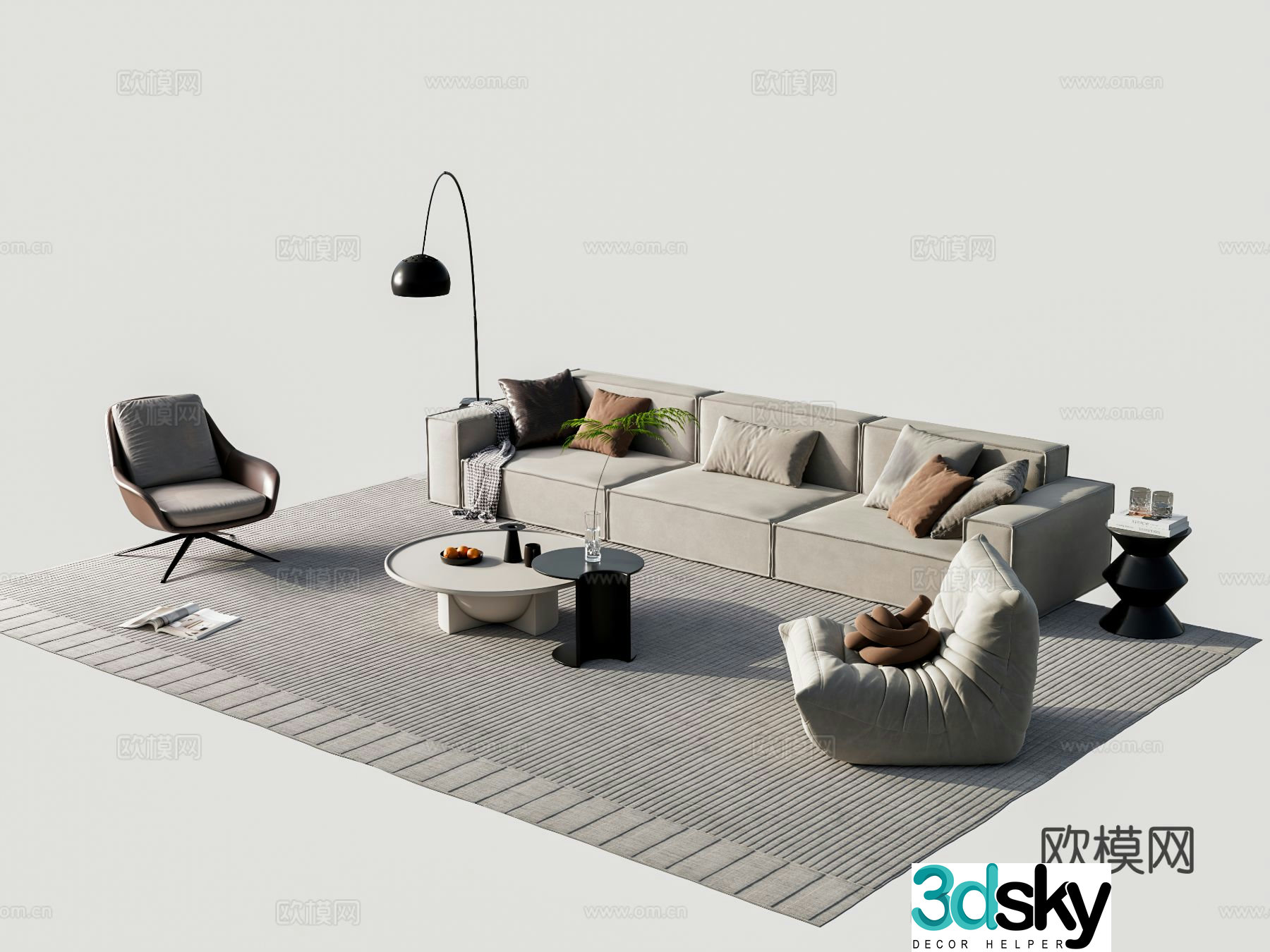 Modern sectional sofa 3d model