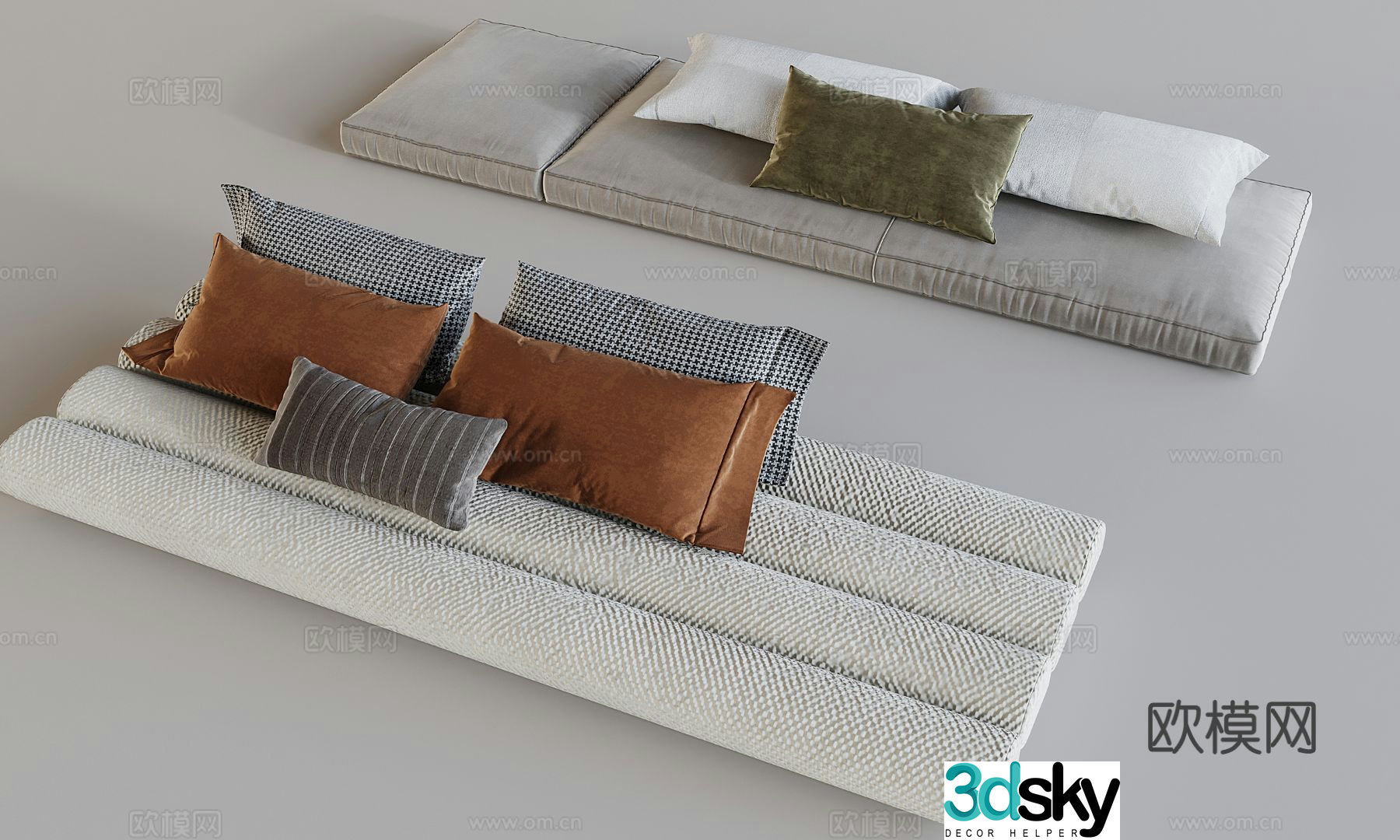 Cream style cushion seat cushion bay window cushion 3d model