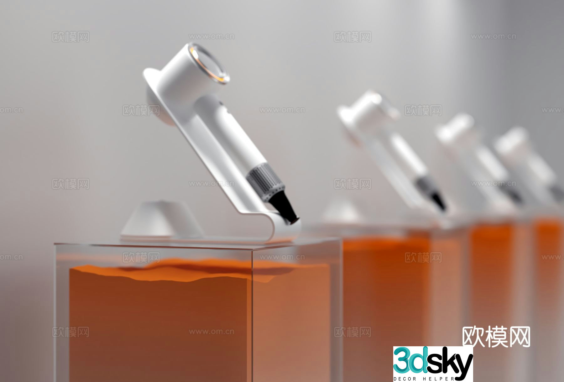 Airplane Exhibition Hall Orange Gradient Display Stand Acrylic Booth 3D Model