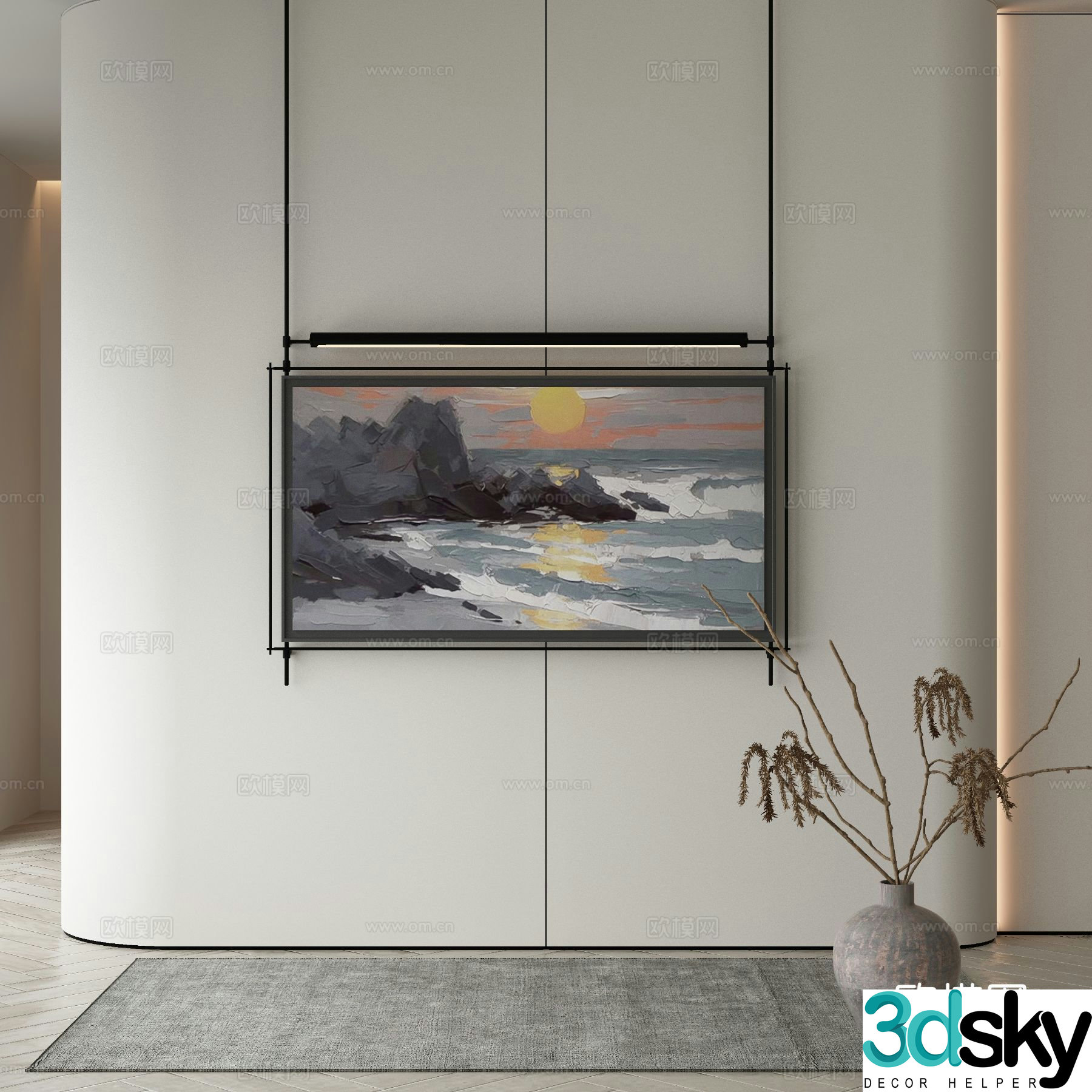 Modern landscape painting decorative painting 3d model