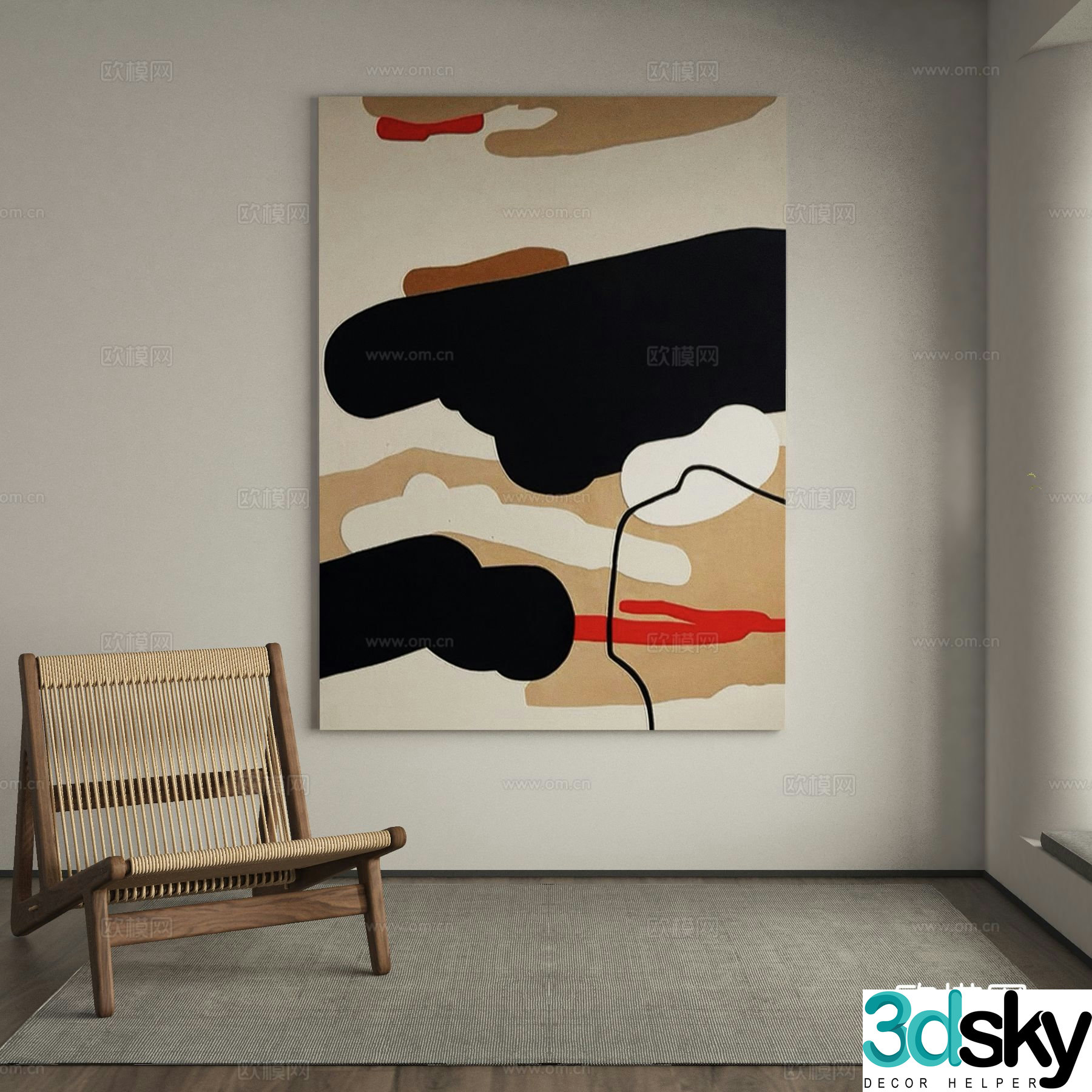 Modern abstract painting decorative painting 3d model