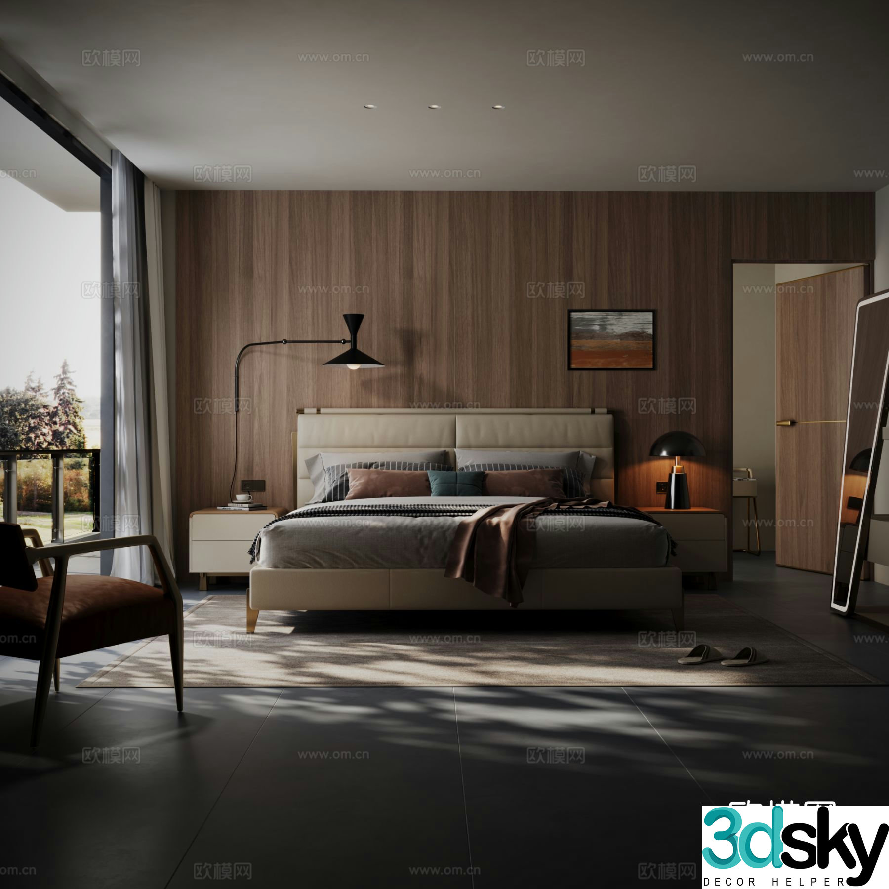 Wabi-sabi double bed 3d model