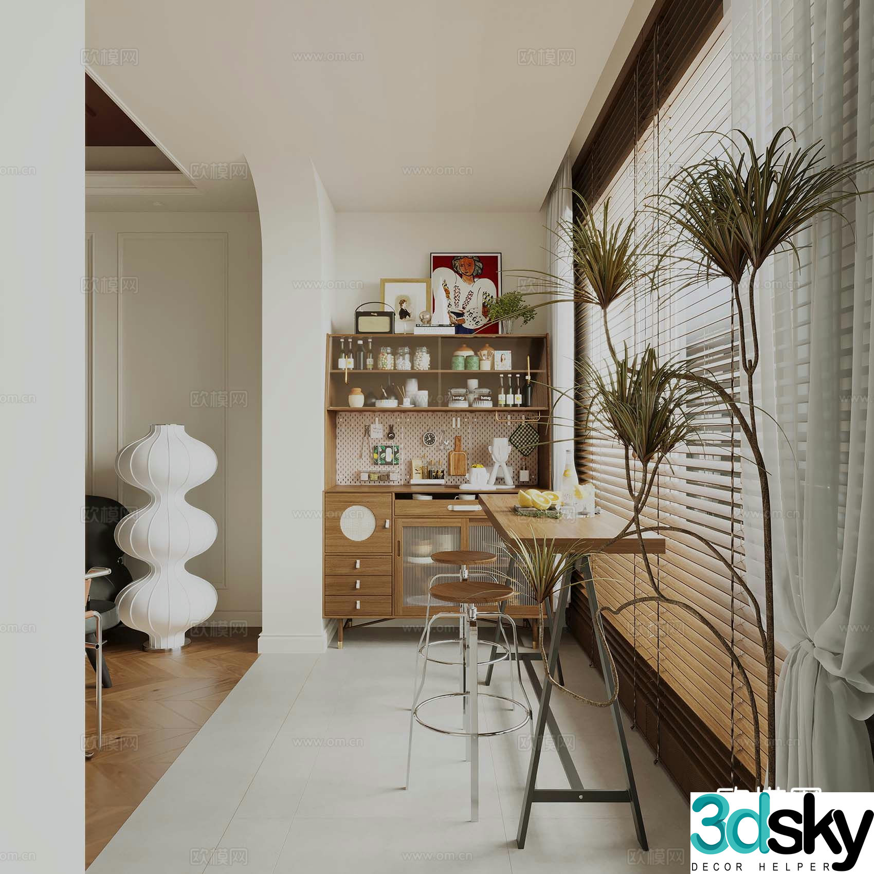 Modern leisure balcony multifunctional balcony 3d model