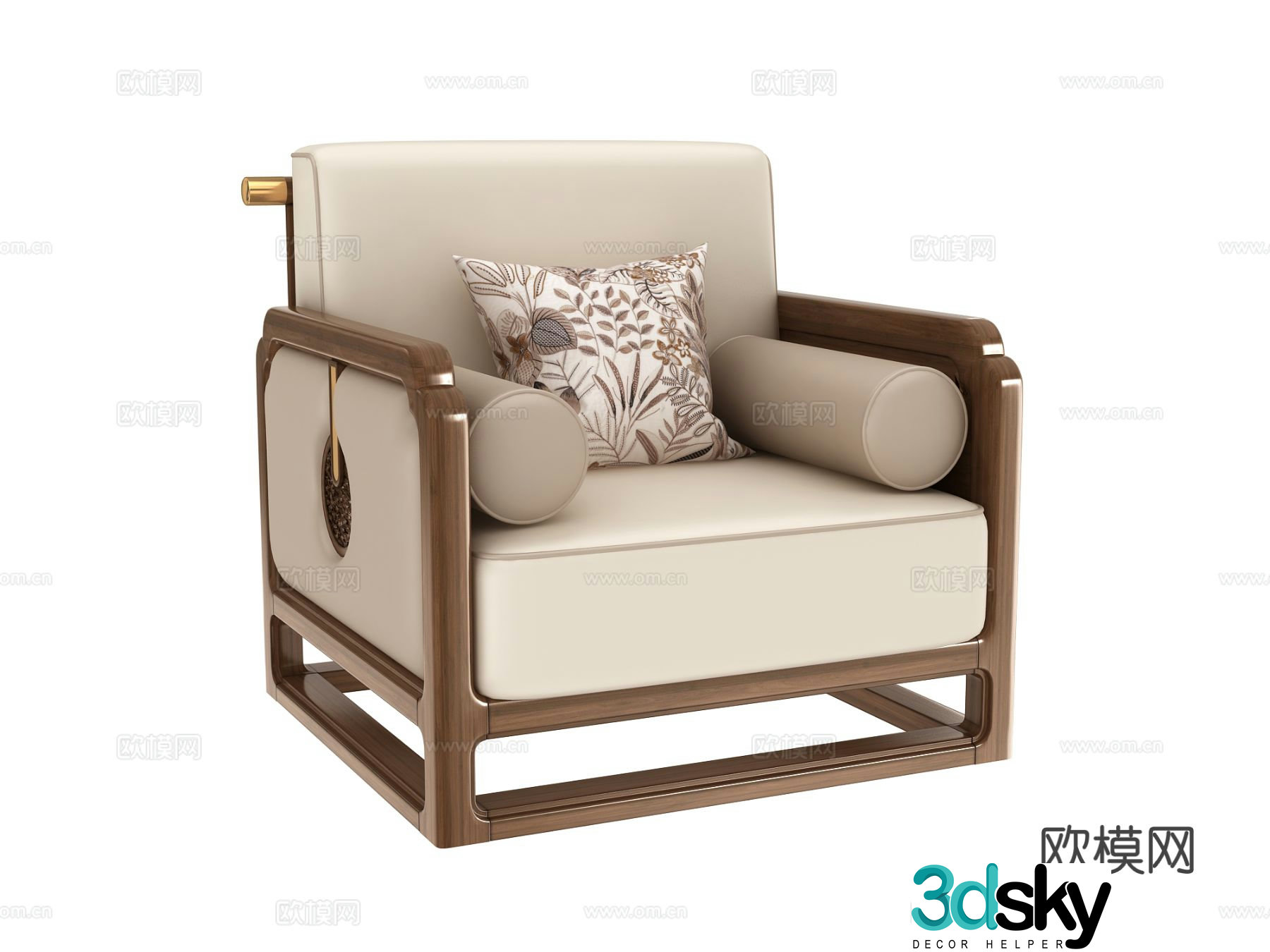 New Chinese style sofa chair leisure chair 3d model