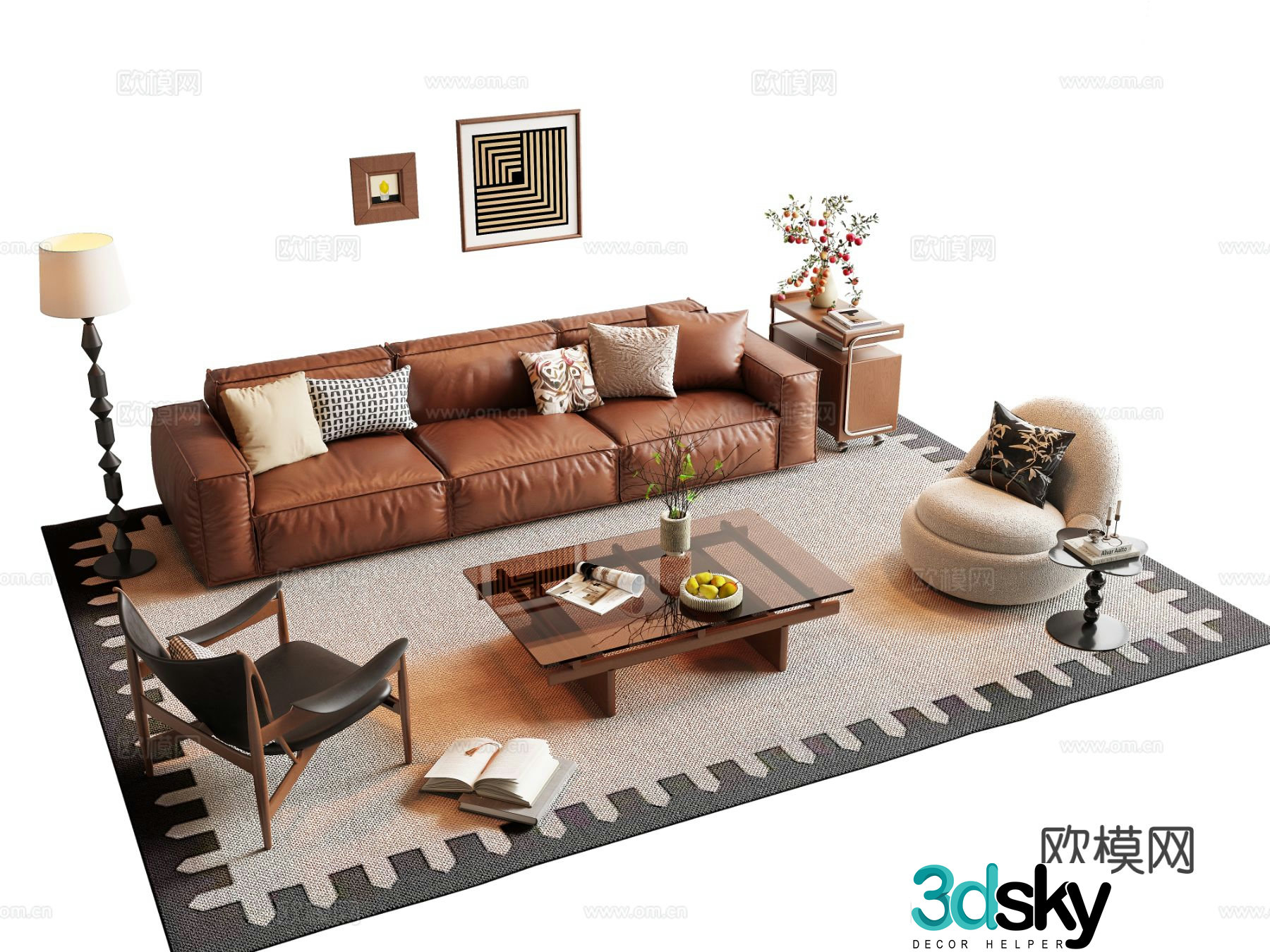 Medieval style modular sofa 3D model