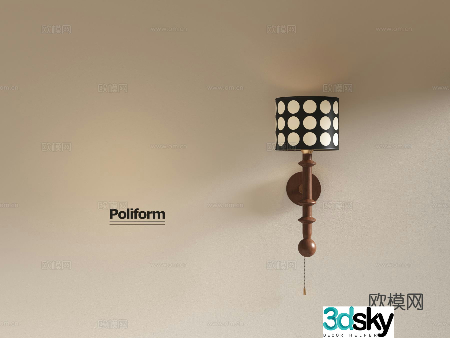 Medieval style wall lamp 3d model