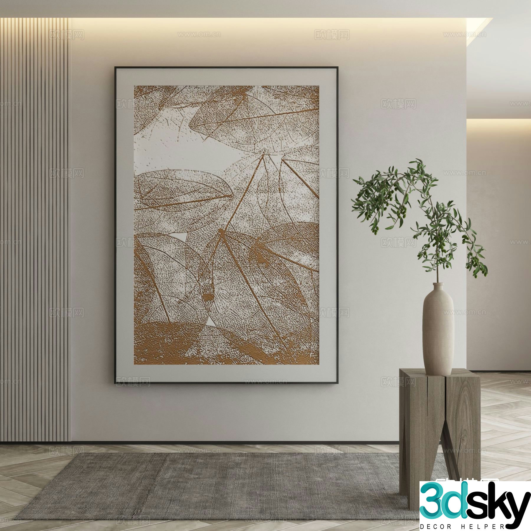 New Chinese style decorative painting texture painting hanging painting 3D model