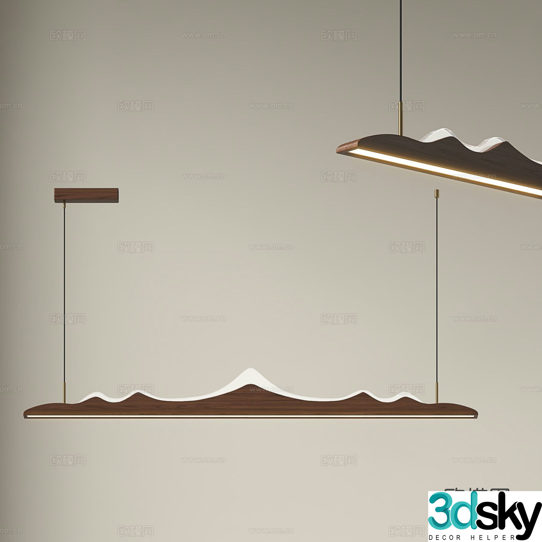 New Chinese style chandelier mountain chandelier 3d model