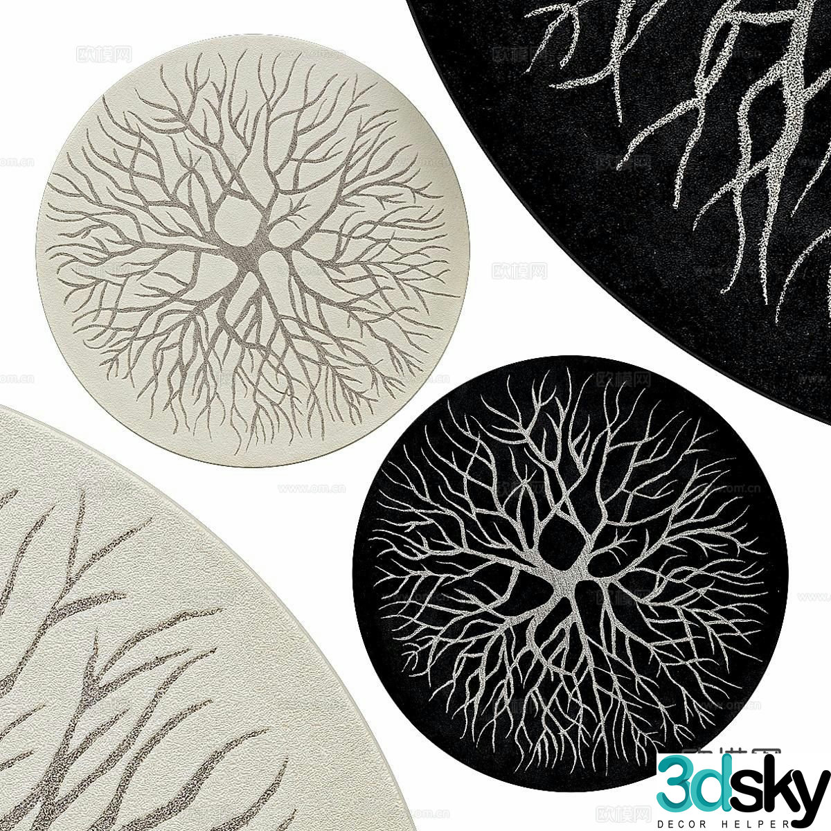 Modern round carpet plush carpet 3d model