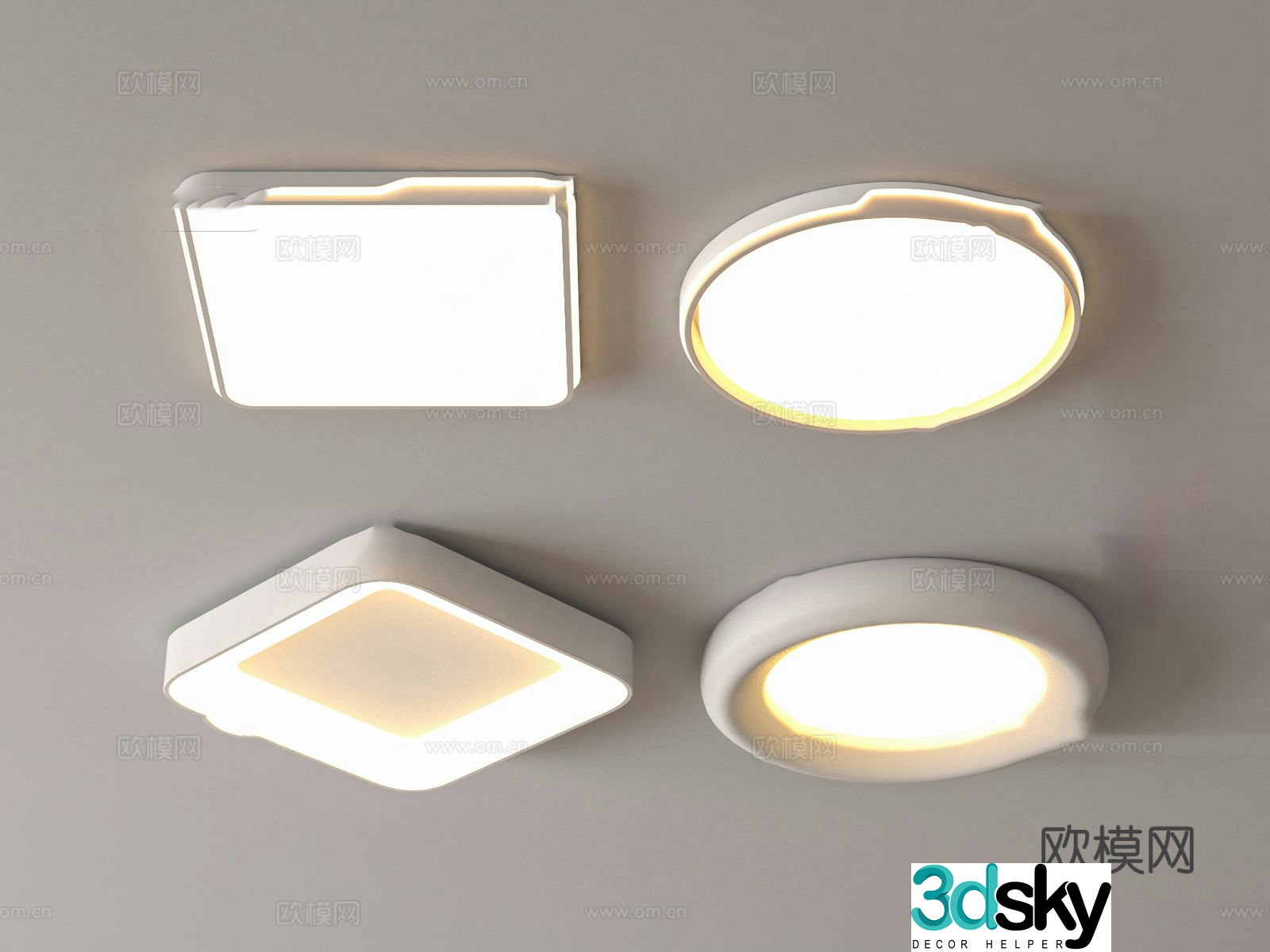 Cream style geometric ceiling lamp bedroom lamp 3d model