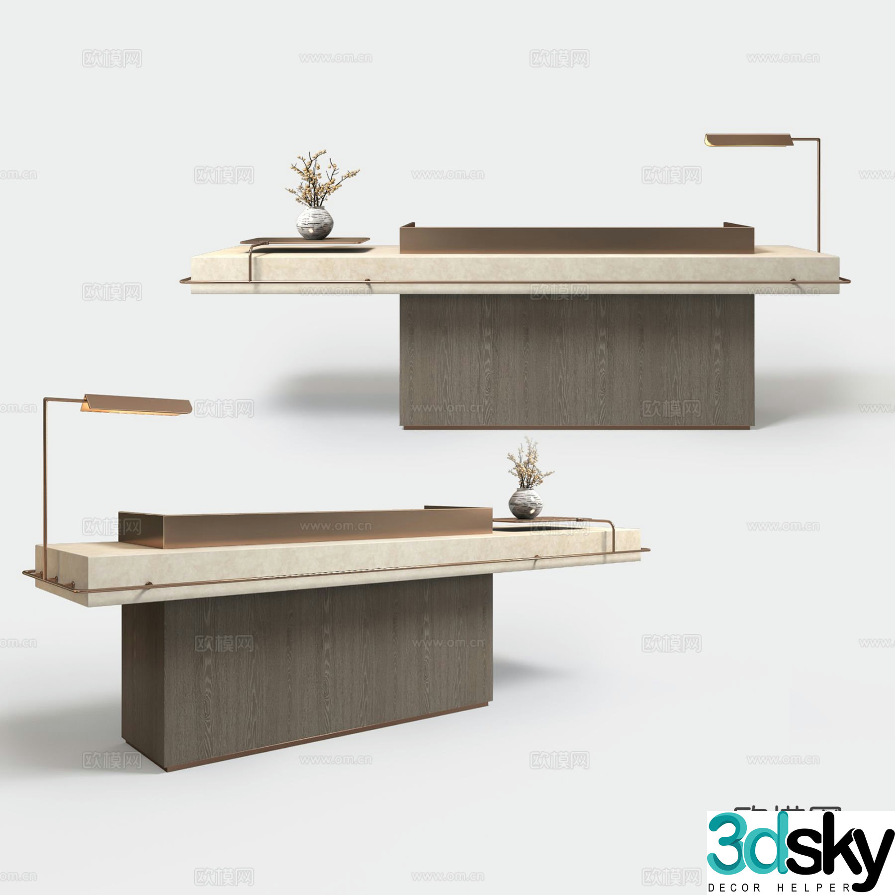Modern front desk reception desk service desk 3d model
