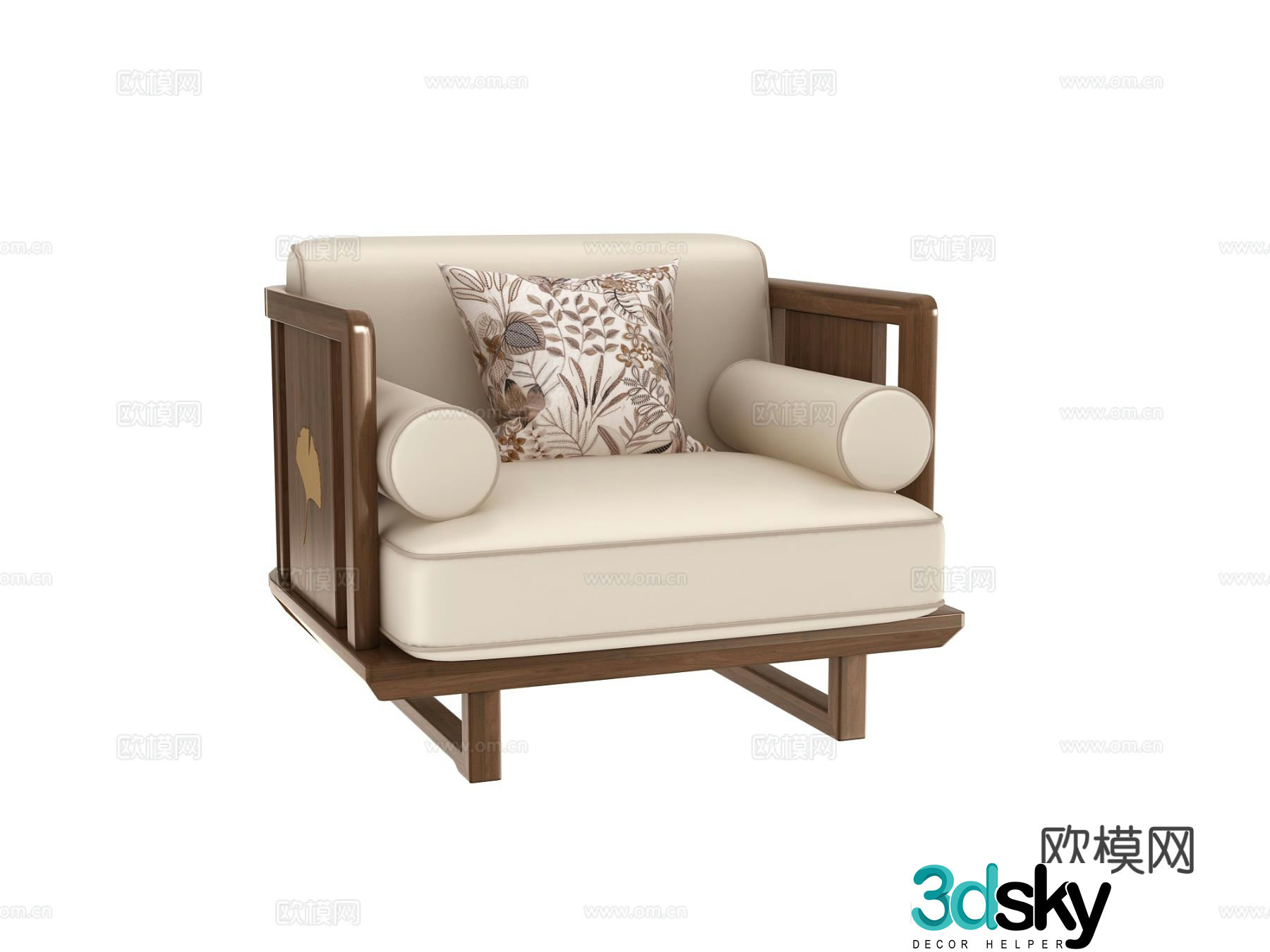 New Chinese style single sofa 3d model