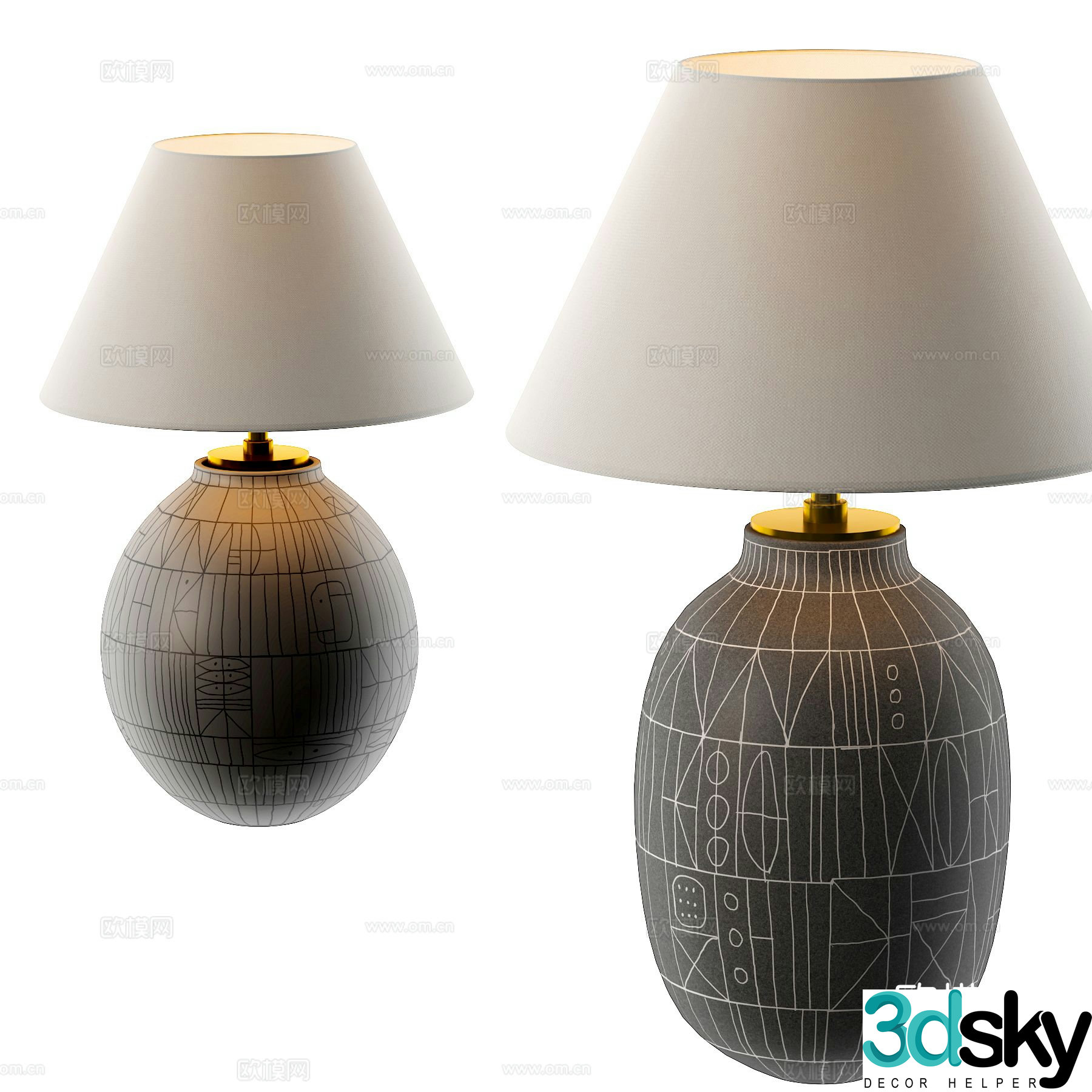 Medieval style desk lamp 3d model