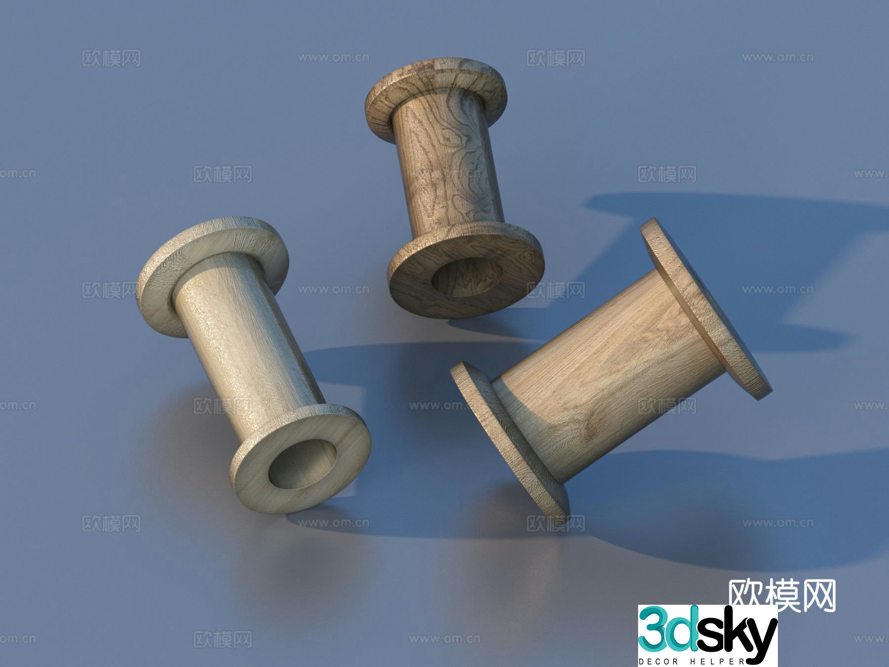 Household reel wooden spool reel 3d model