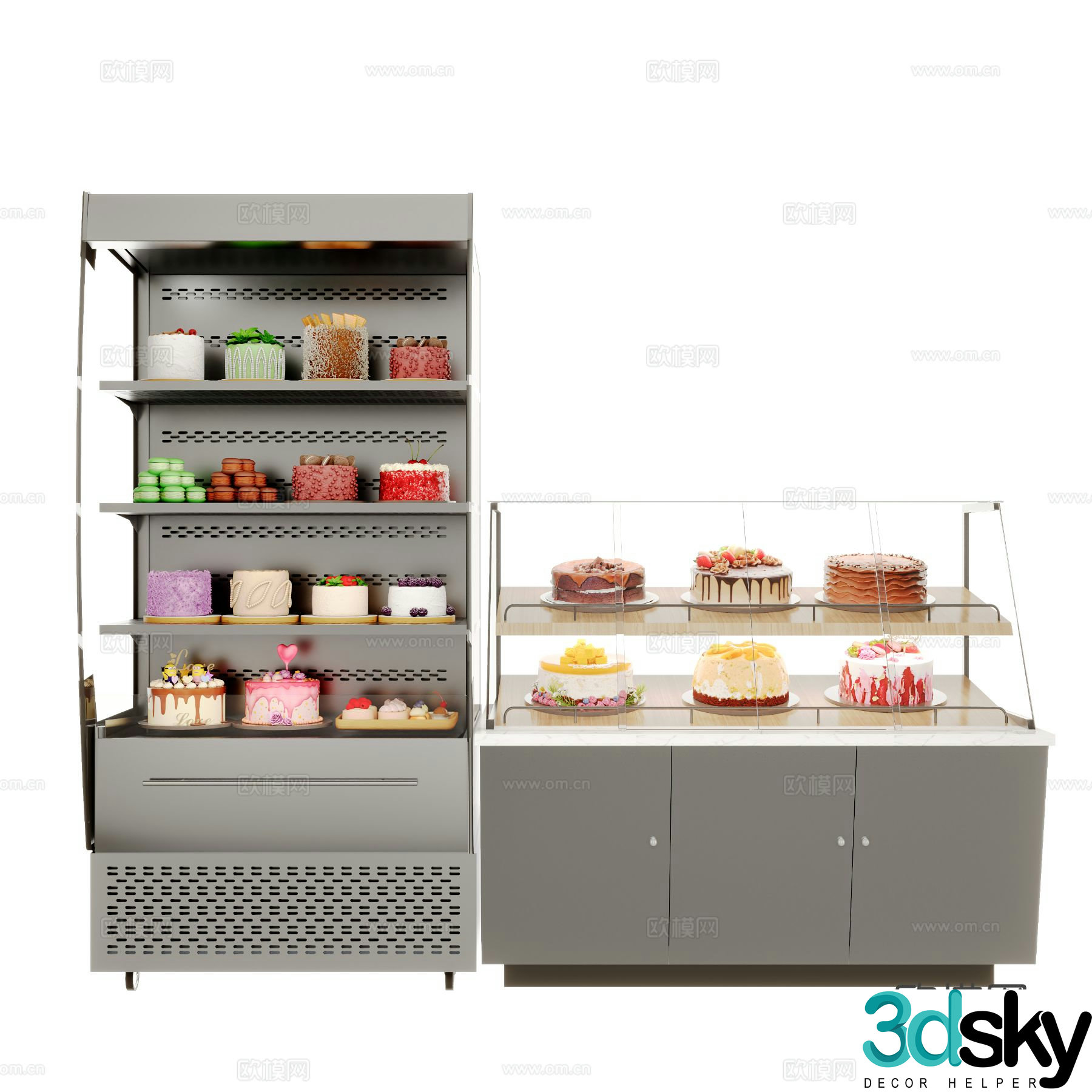 Modern cake display cabinet freezer 3d model