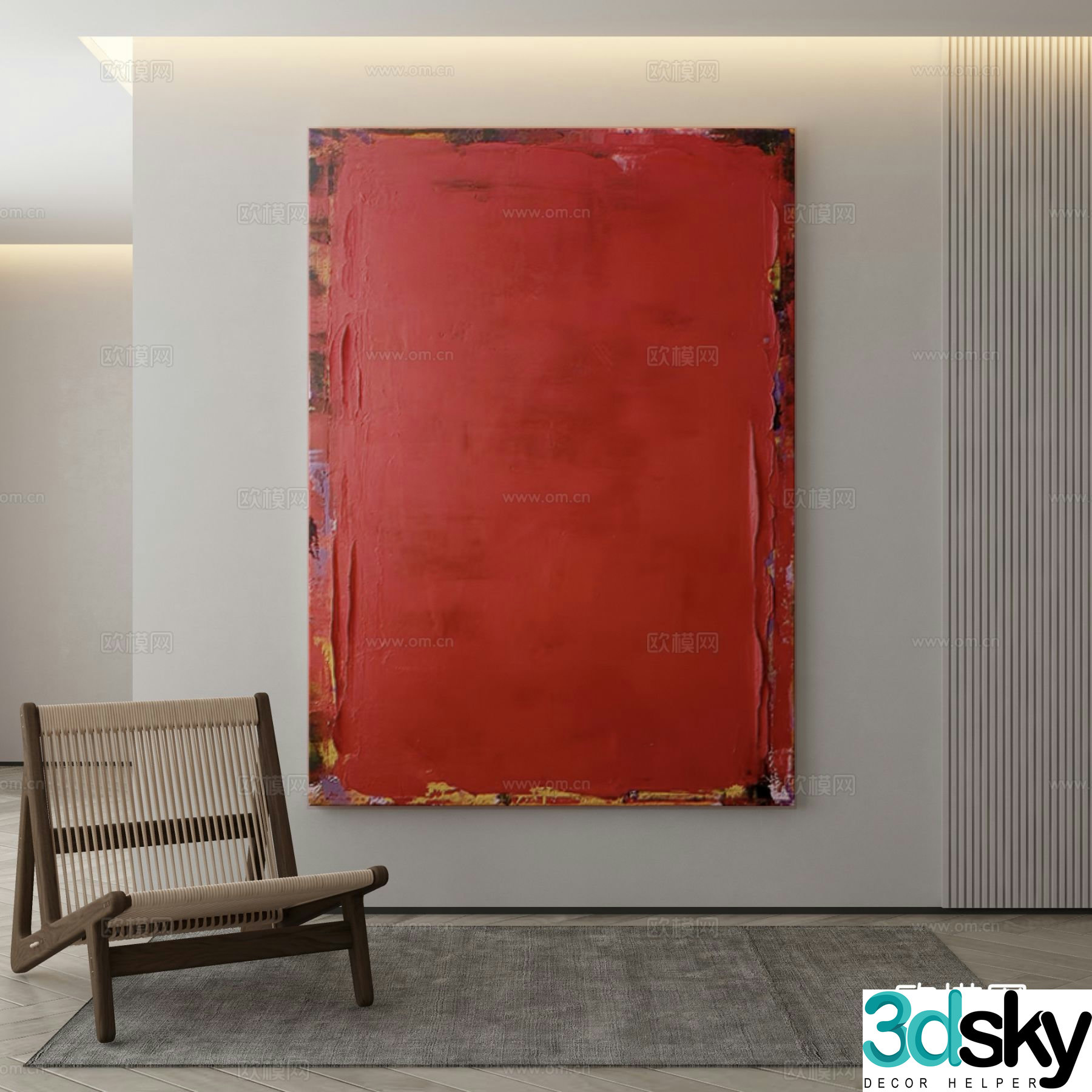 Modern texture painting decorative painting 3d model