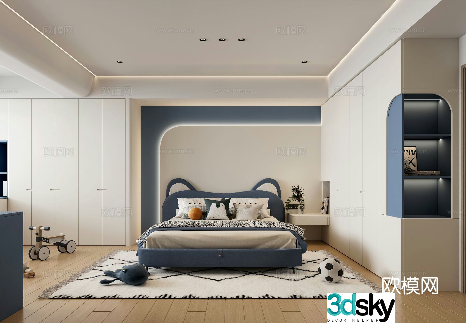 Modern children’s room boy’s room 3d model