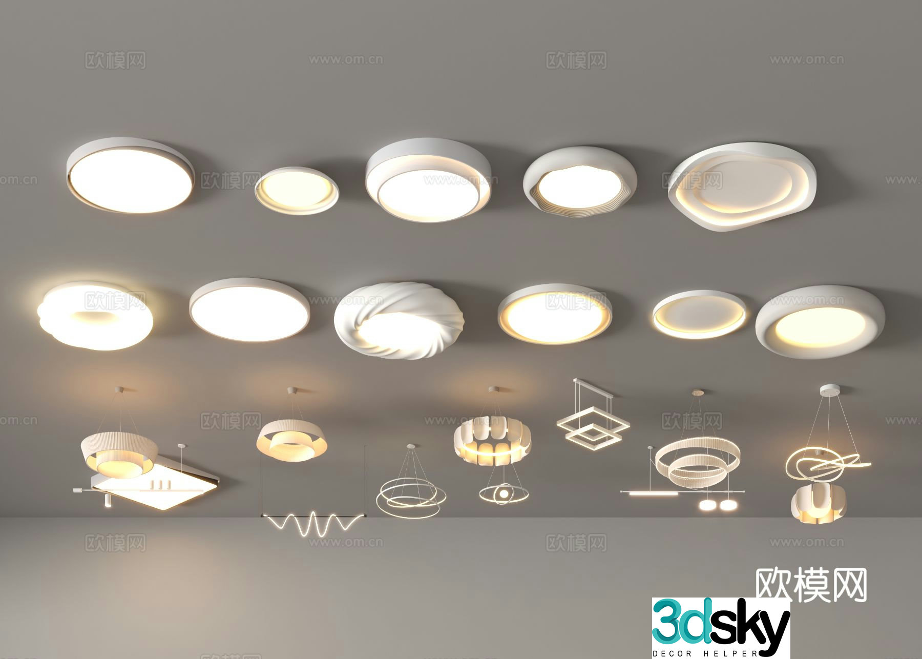 Cream style ceiling lamp living room main lamp 3d model