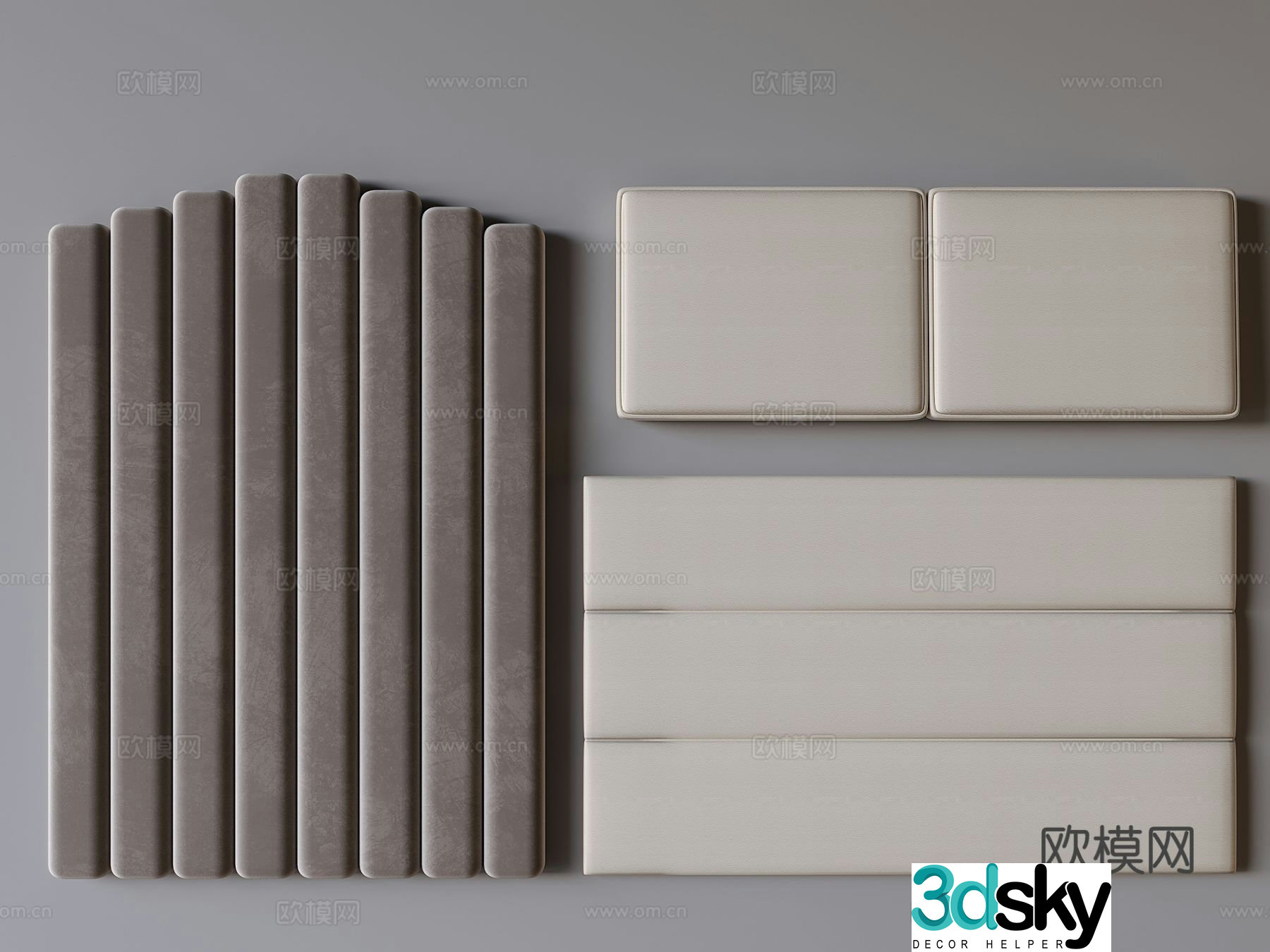 Cream style soft bag bed back 3d model