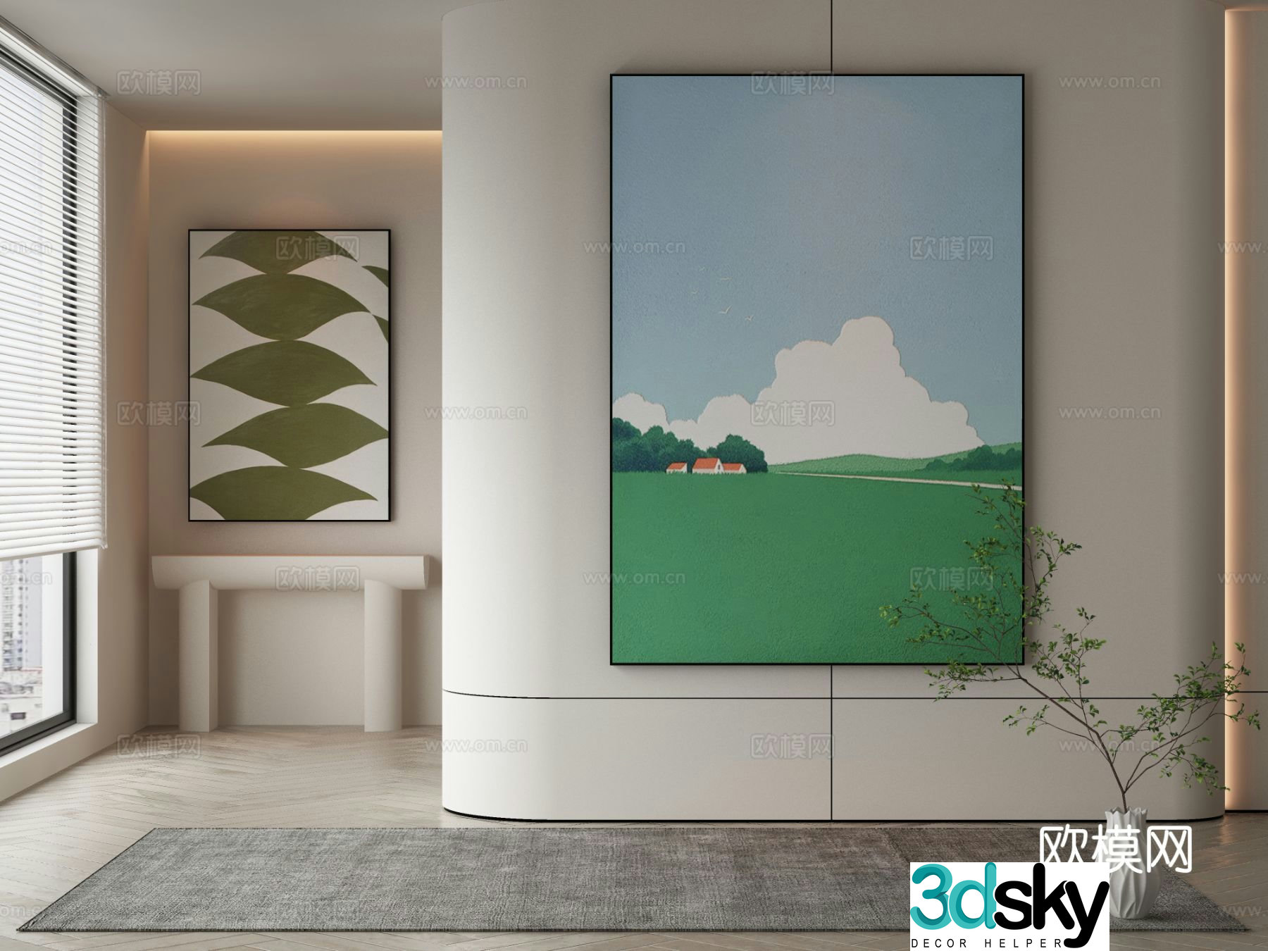 Modern cartoon painting decorative painting 3d model