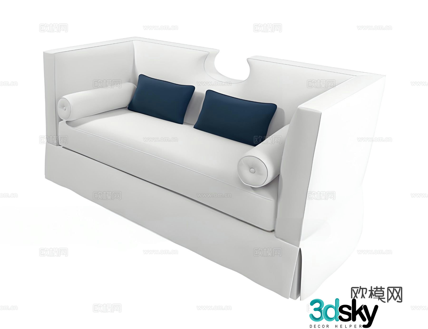 white sofa double sofa 3d model