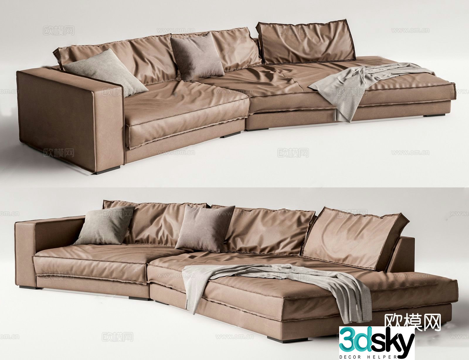 baxter Italian multi-person sofa 3D model