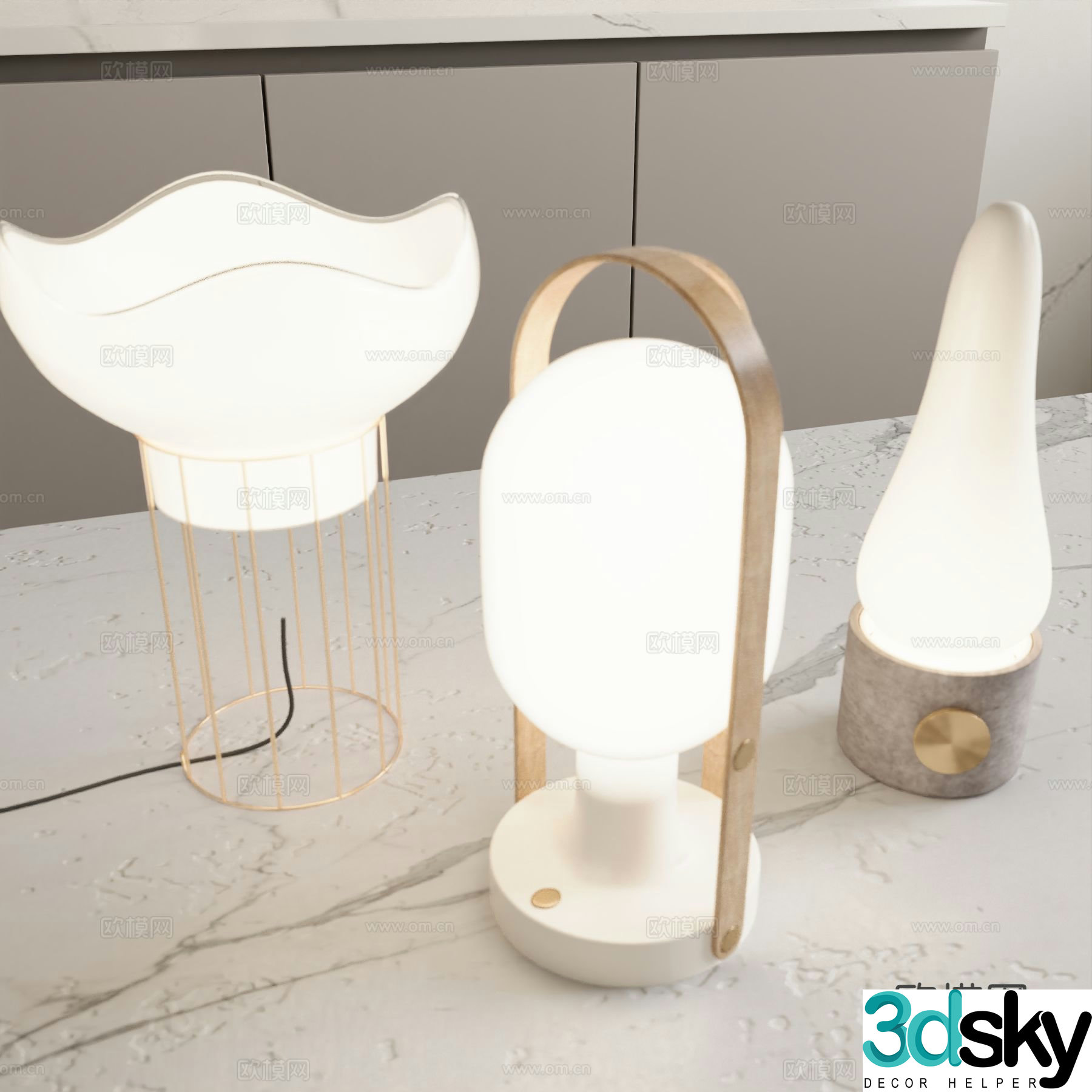 Cream style decorative table lamp bedside lamp 3d model