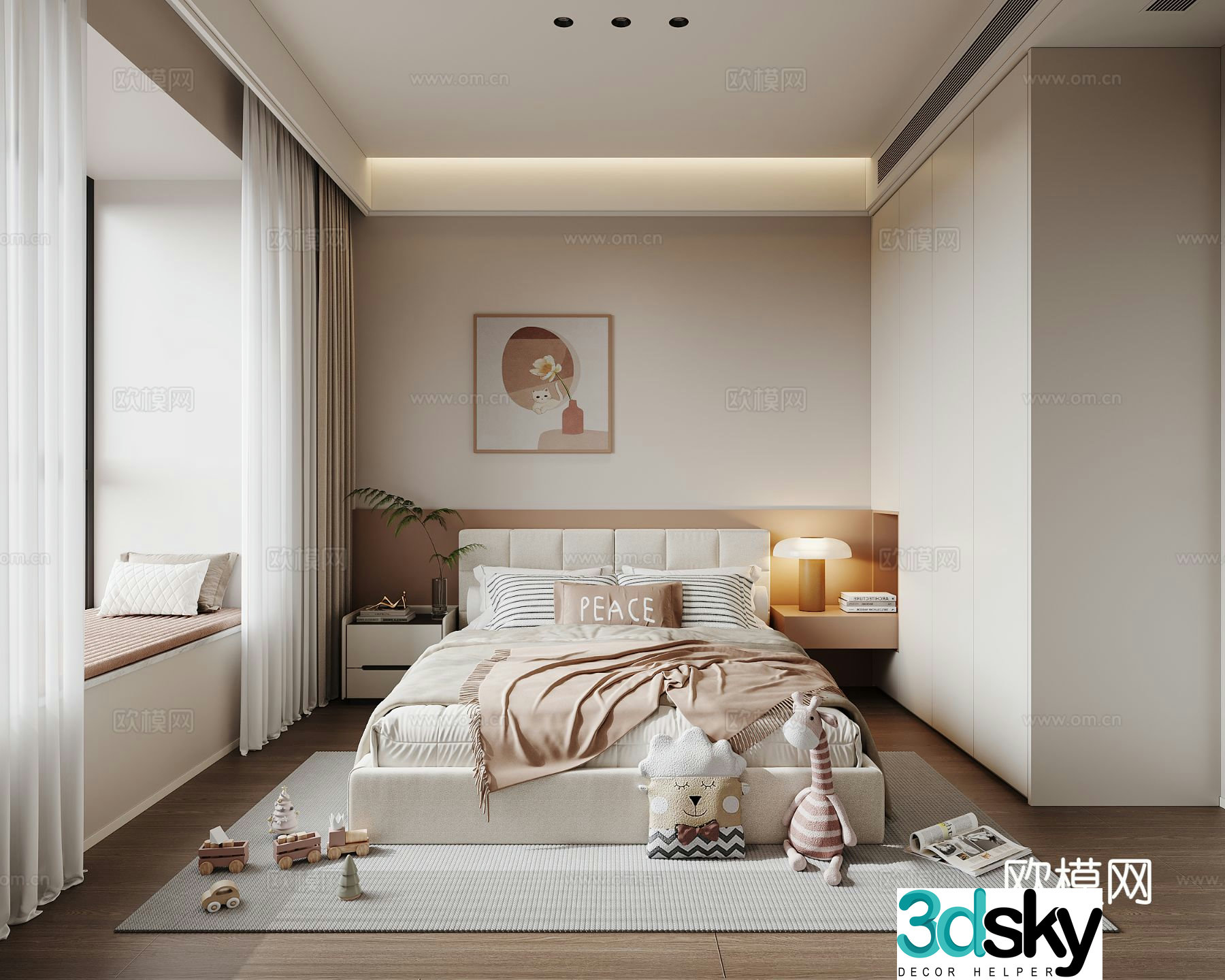 Modern children’s room girl’s room 3d model