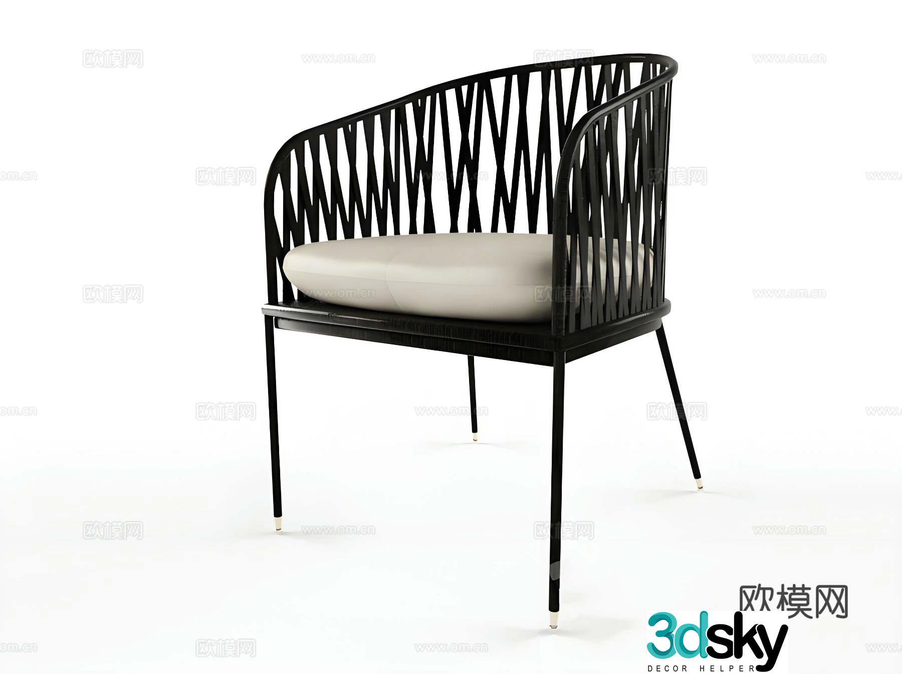 Modern rattan chair outdoor chair 3d model