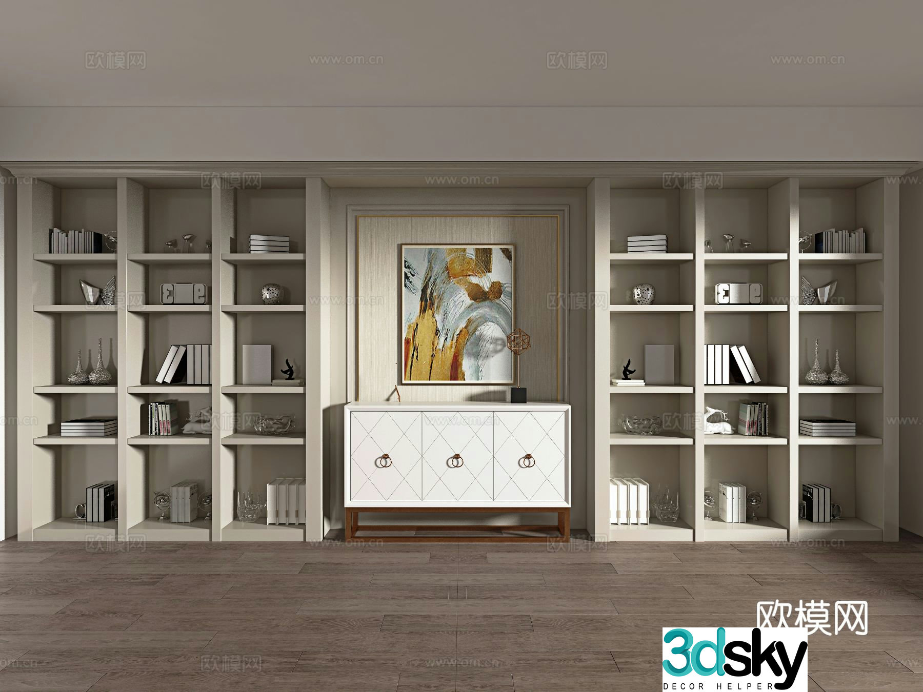 Modern open bookcase background cabinet storage cabinet 3d model