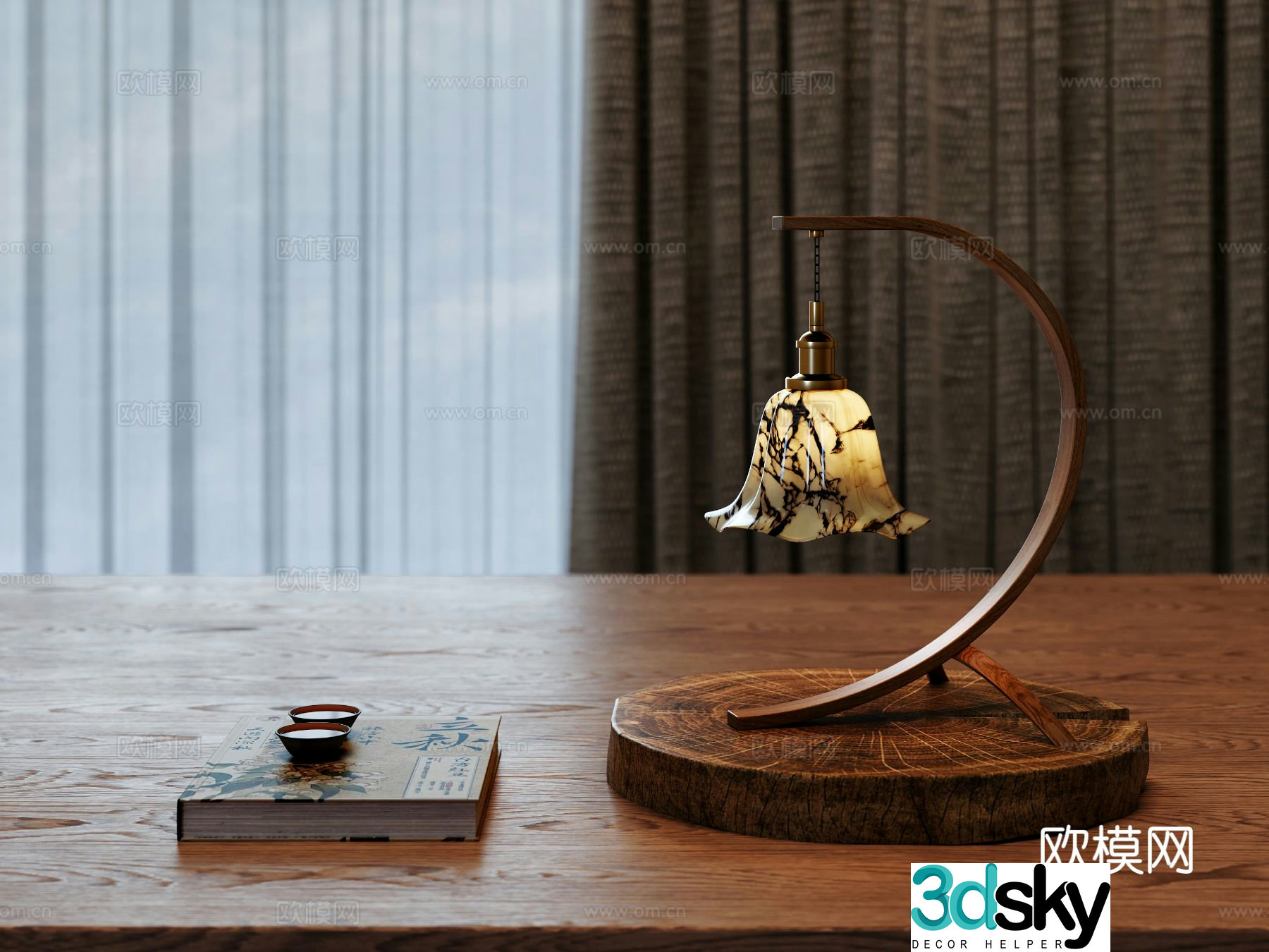 Medieval style desk lamp retro desk lamp 3d model