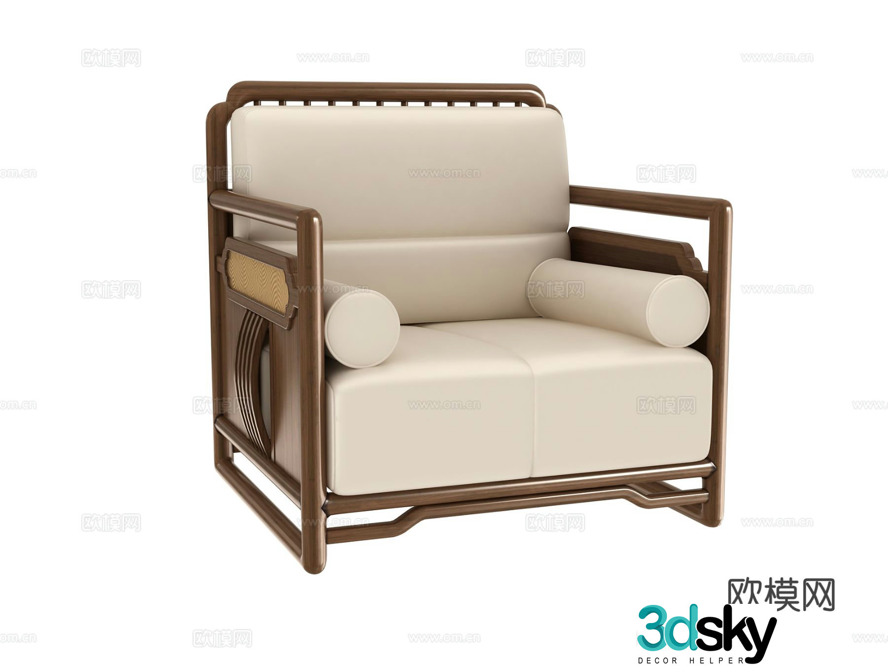 New Chinese style single sofa 3d model