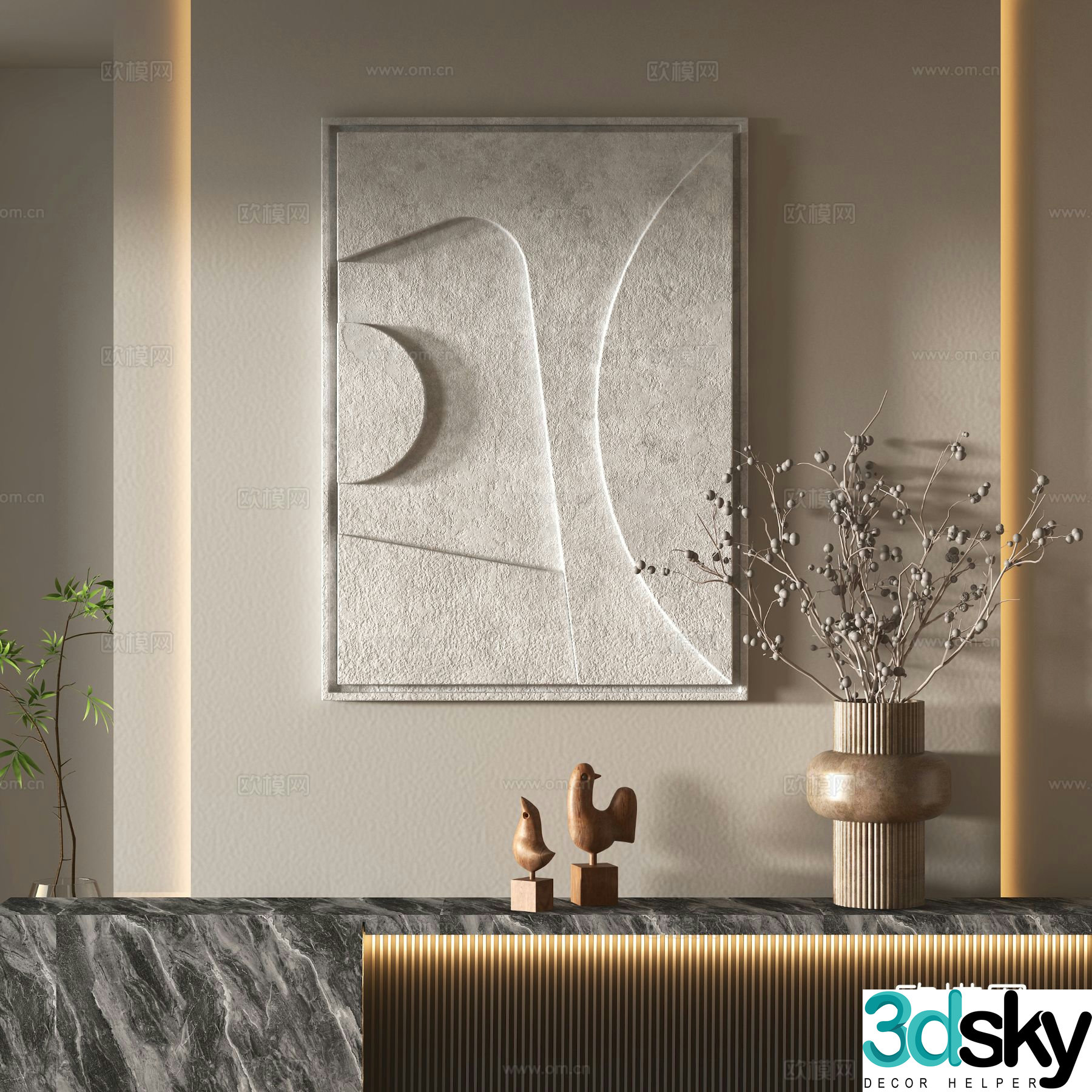 Wabi-sabi style three-dimensional painting texture painting 3d model