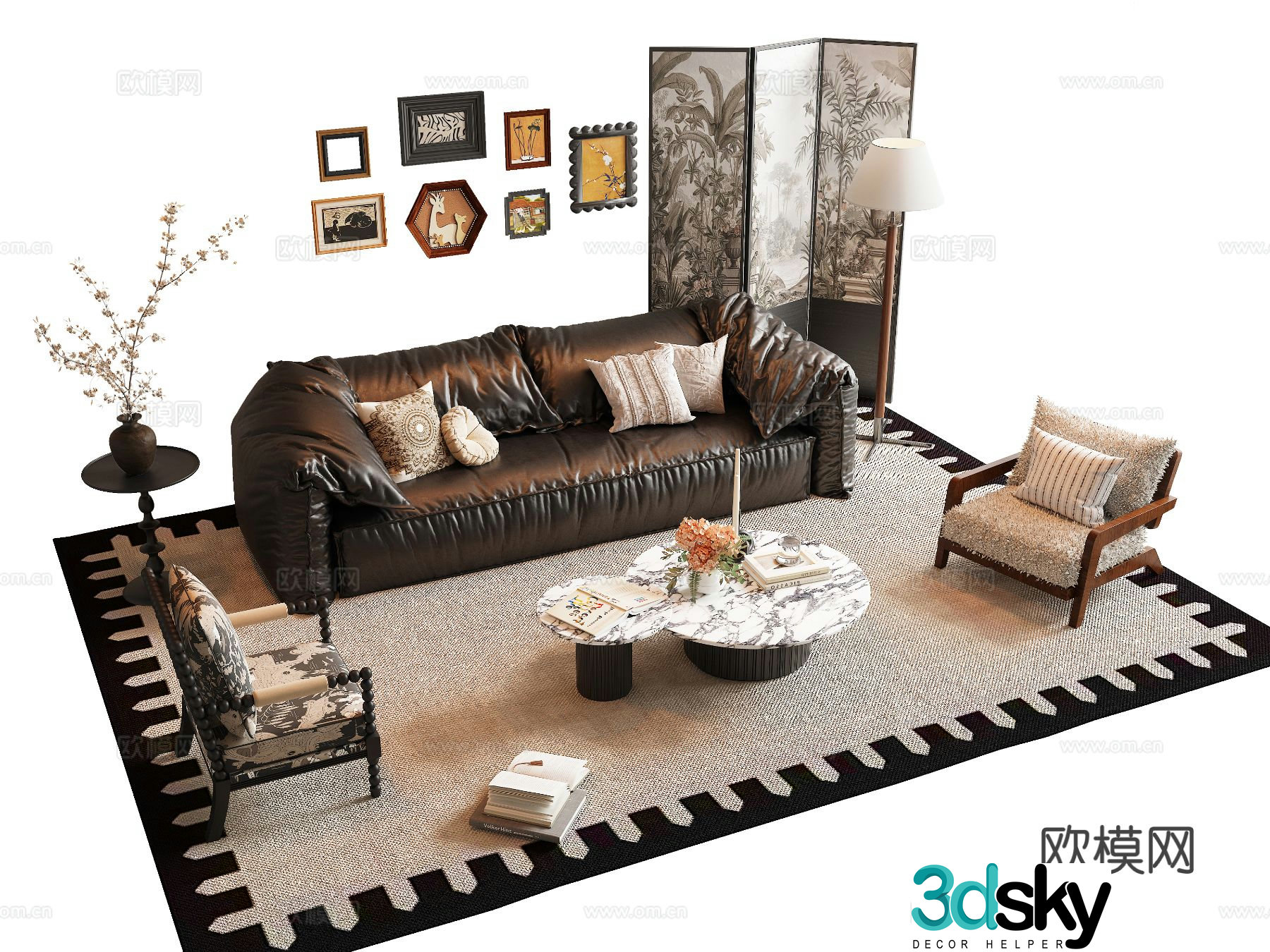 Medieval style modular sofa 3D model