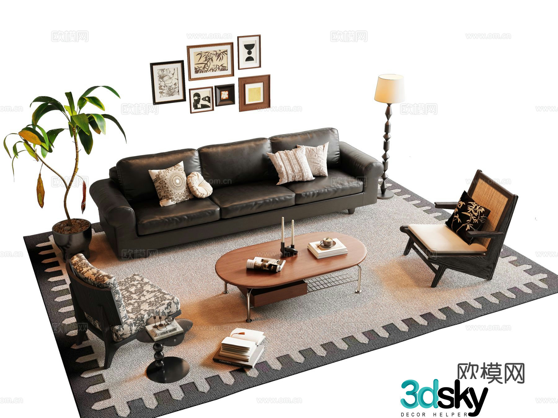 Medieval style modular sofa 3D model