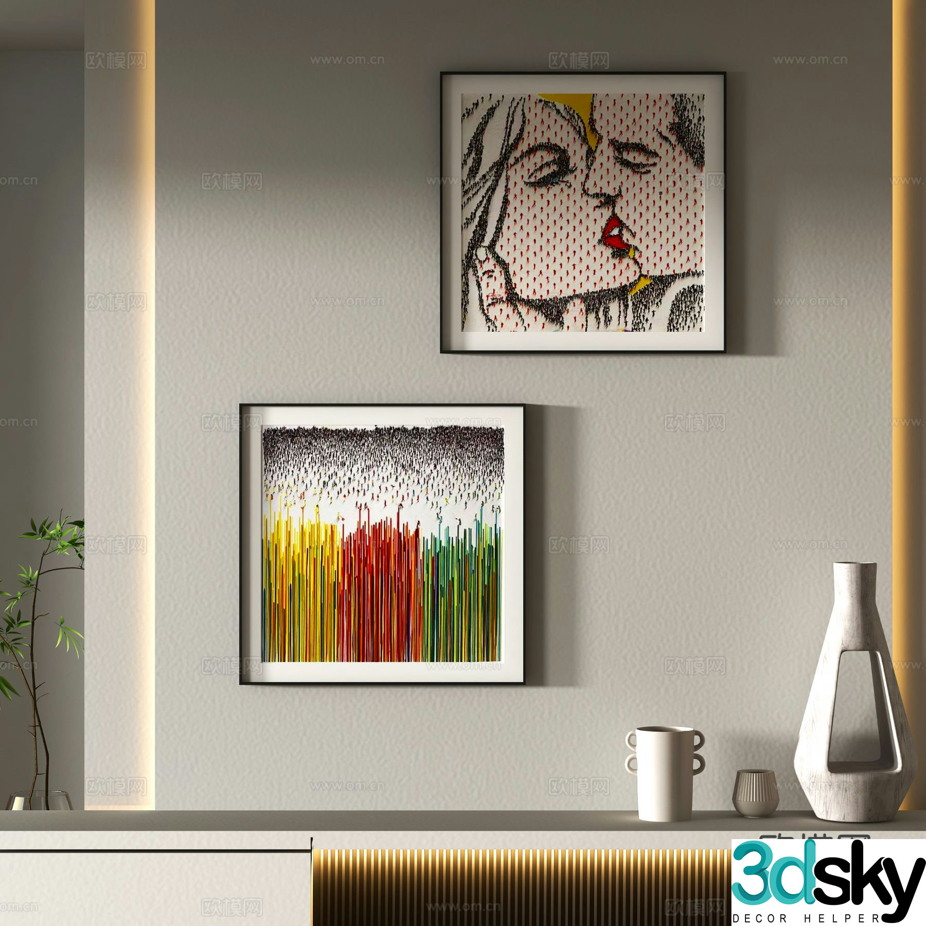 Modern decorative hanging painting figure painting 3d model