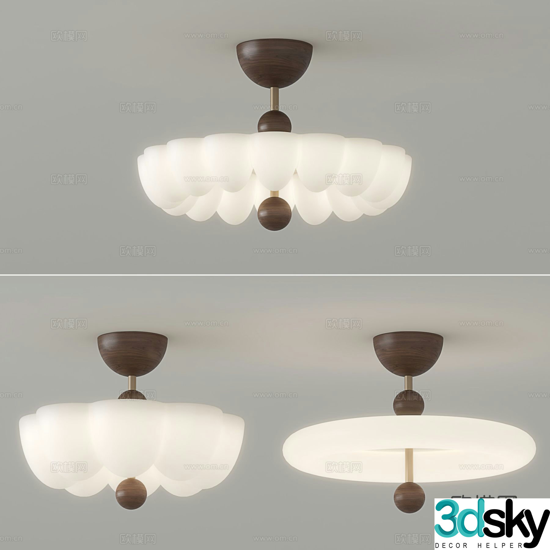 Medieval style ceiling lamp bedroom lamp 3d model