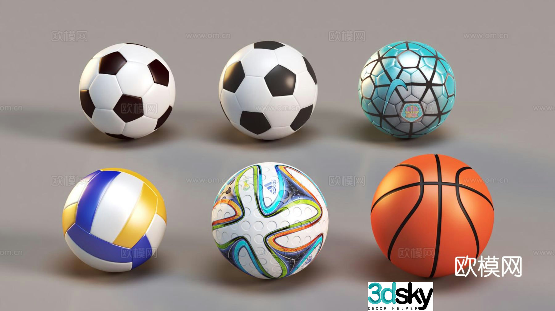 Football Basketball Volleyball 3d model