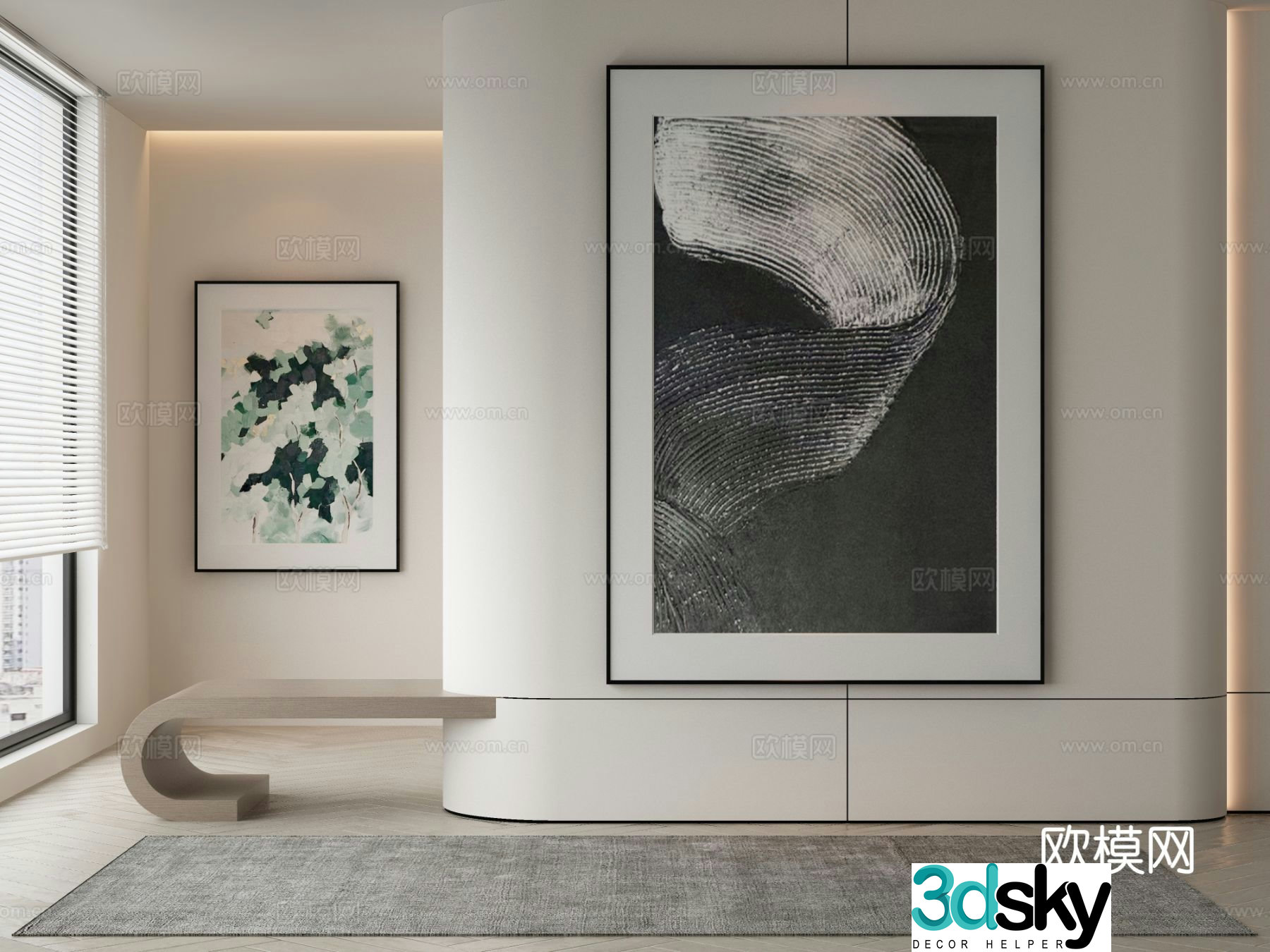 Modern decorative painting abstract hanging painting 3d model
