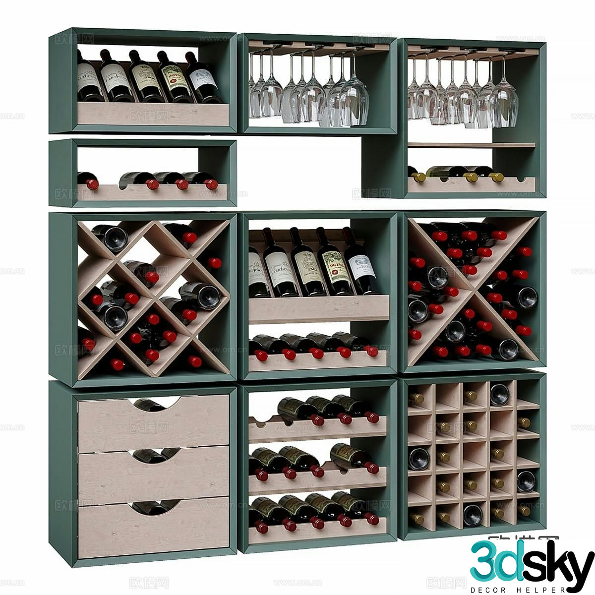 Modern wine cabinet red wine cabinet 3d model