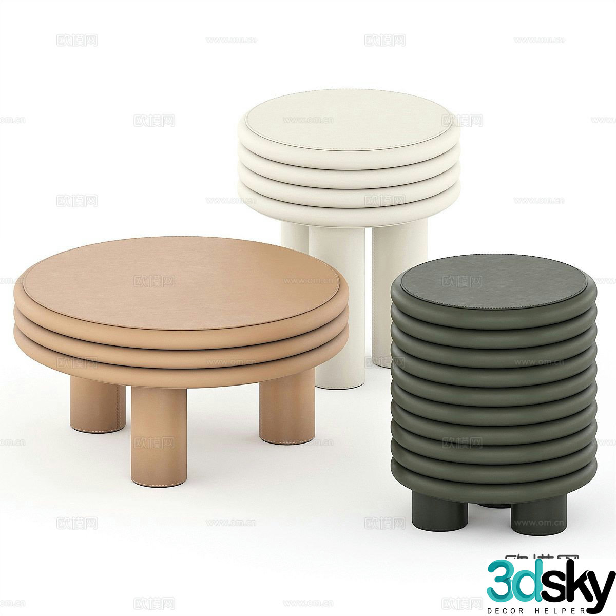 Sofa stool low stool shoe changing stool round stool 3D model
