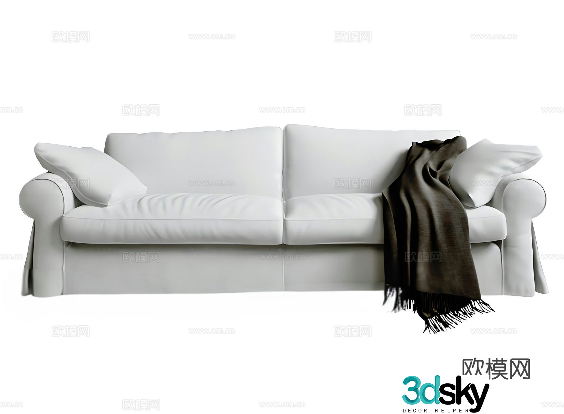 Modern double sofa white sofa 3d model