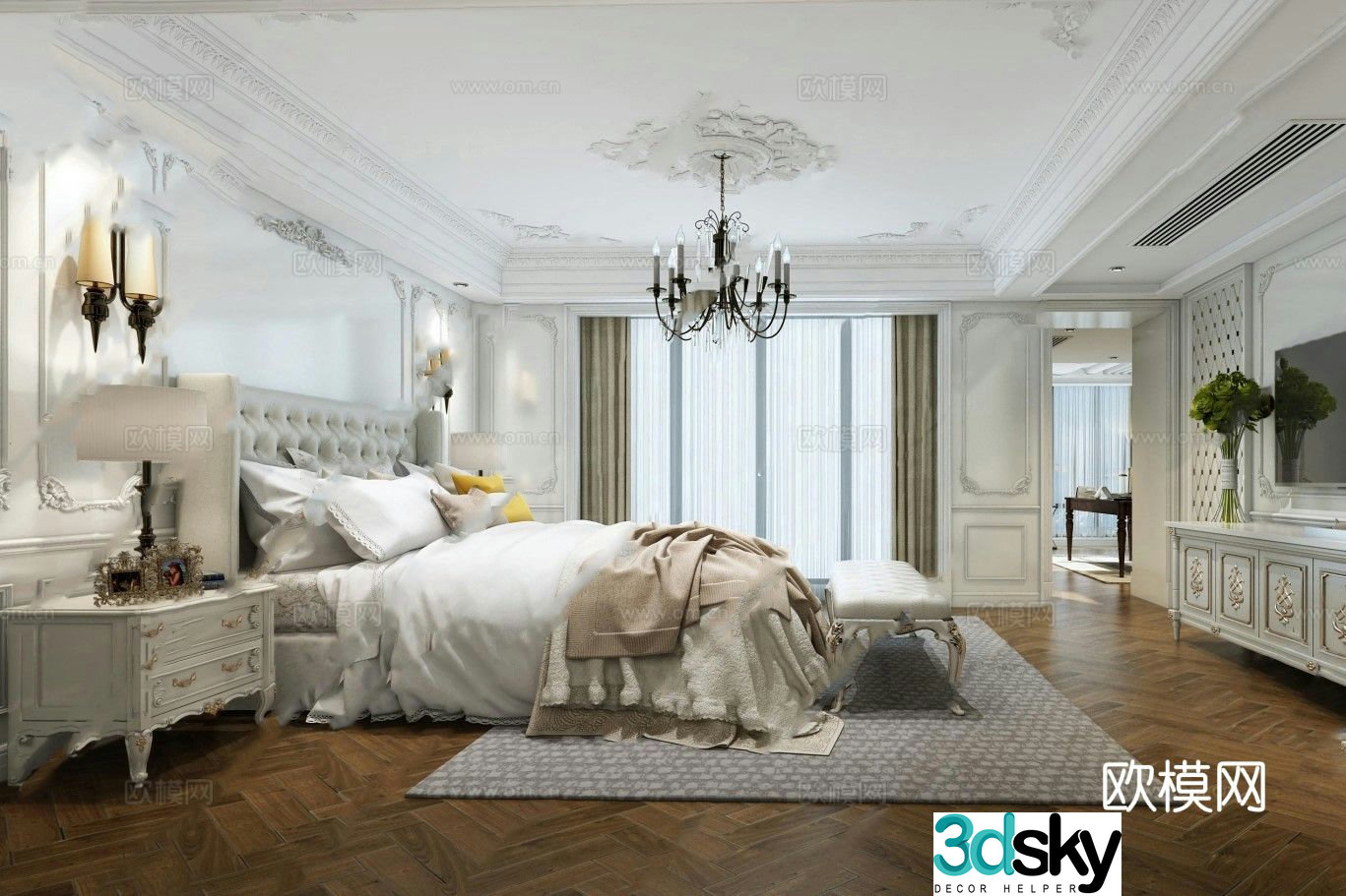 European style bedroom master bedroom 3d model