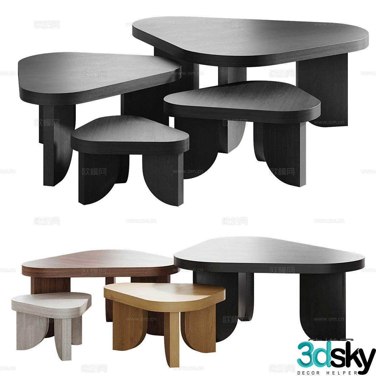 Wabi-sabi coffee table combination coffee table 3d model