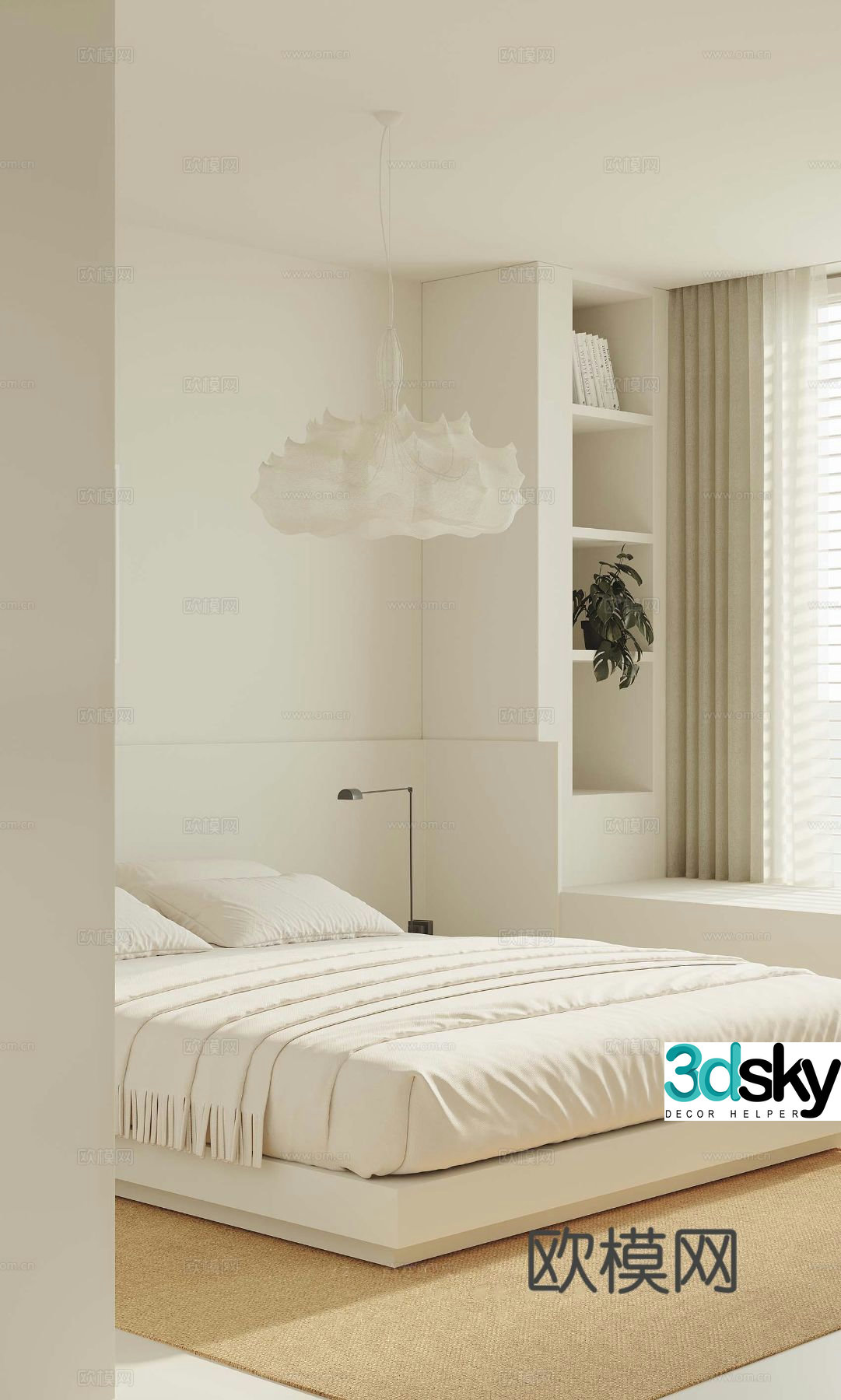 Modern double bed 3d model